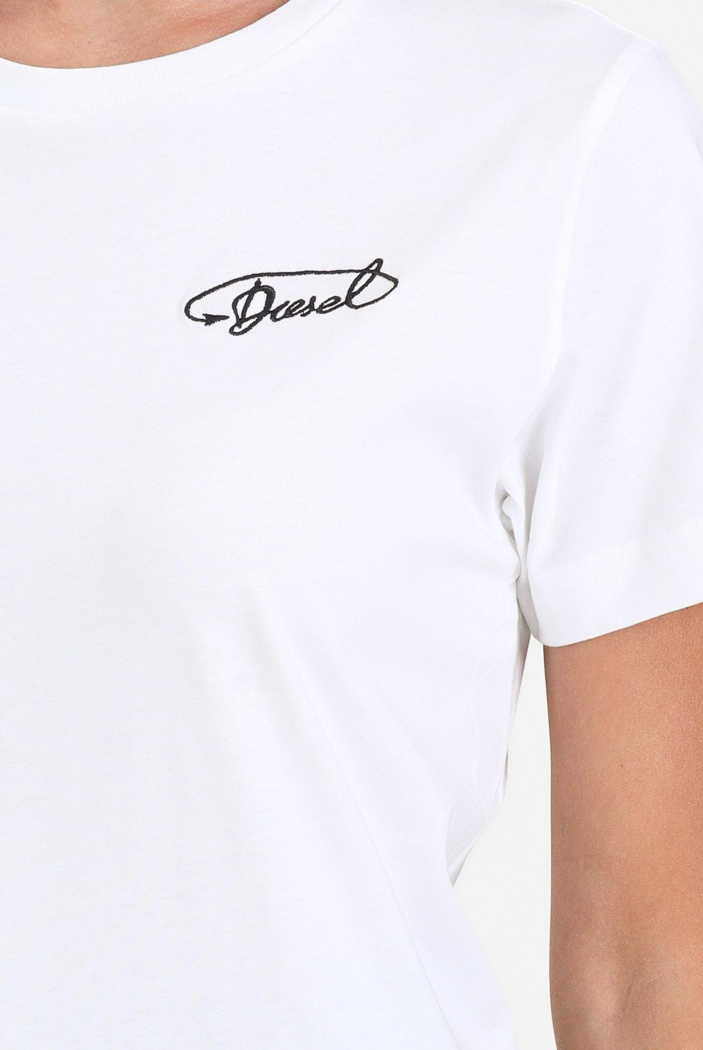 DIESEL T-shirt a manica corta bianca per donna, ragazzi e bambini con logo Diesel J025260CATM K100 DIESEL