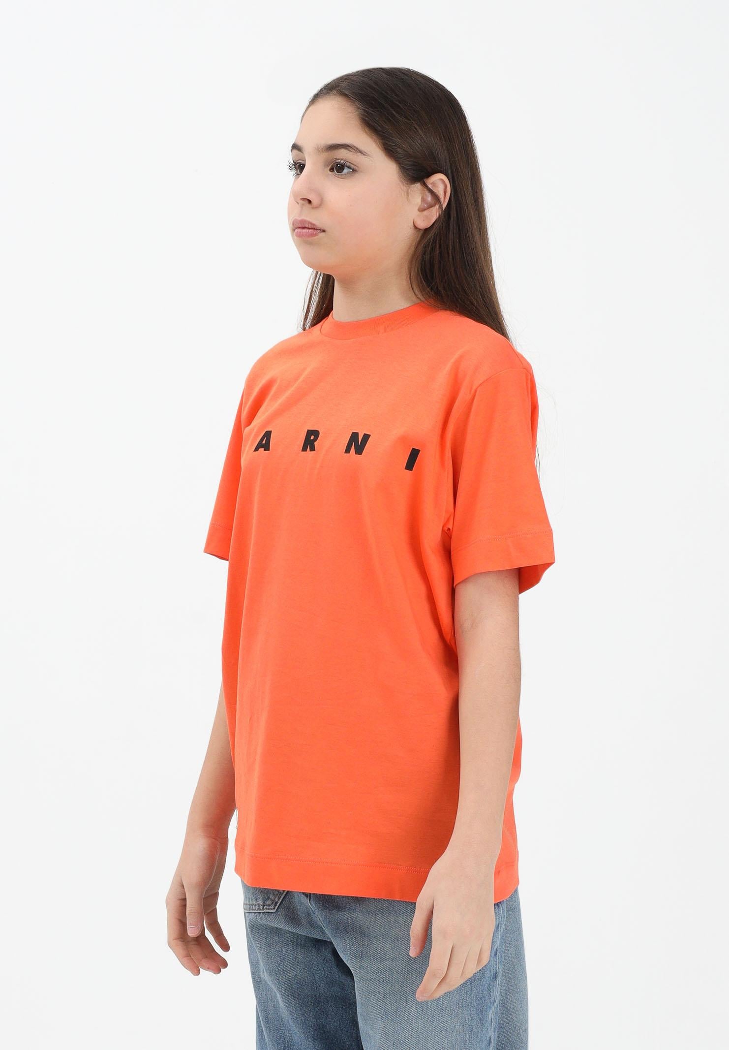 MARNI T-shirt a manica corta arancione per donna, bambino e bambina con logo M002MVM00RF 0M436 MARNI