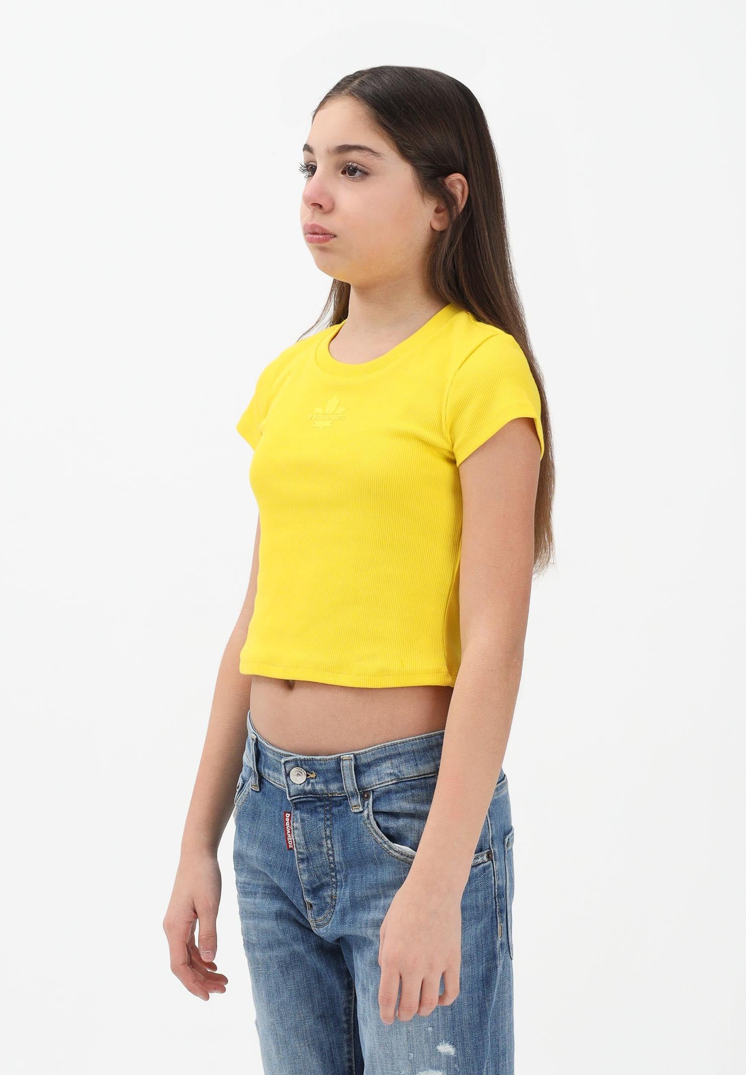 DSQUARED2 T-shirt a manica corta gialla per donna, ragazze e bambine con logo DQ3160D0AGG DQ220 DSQUARED2