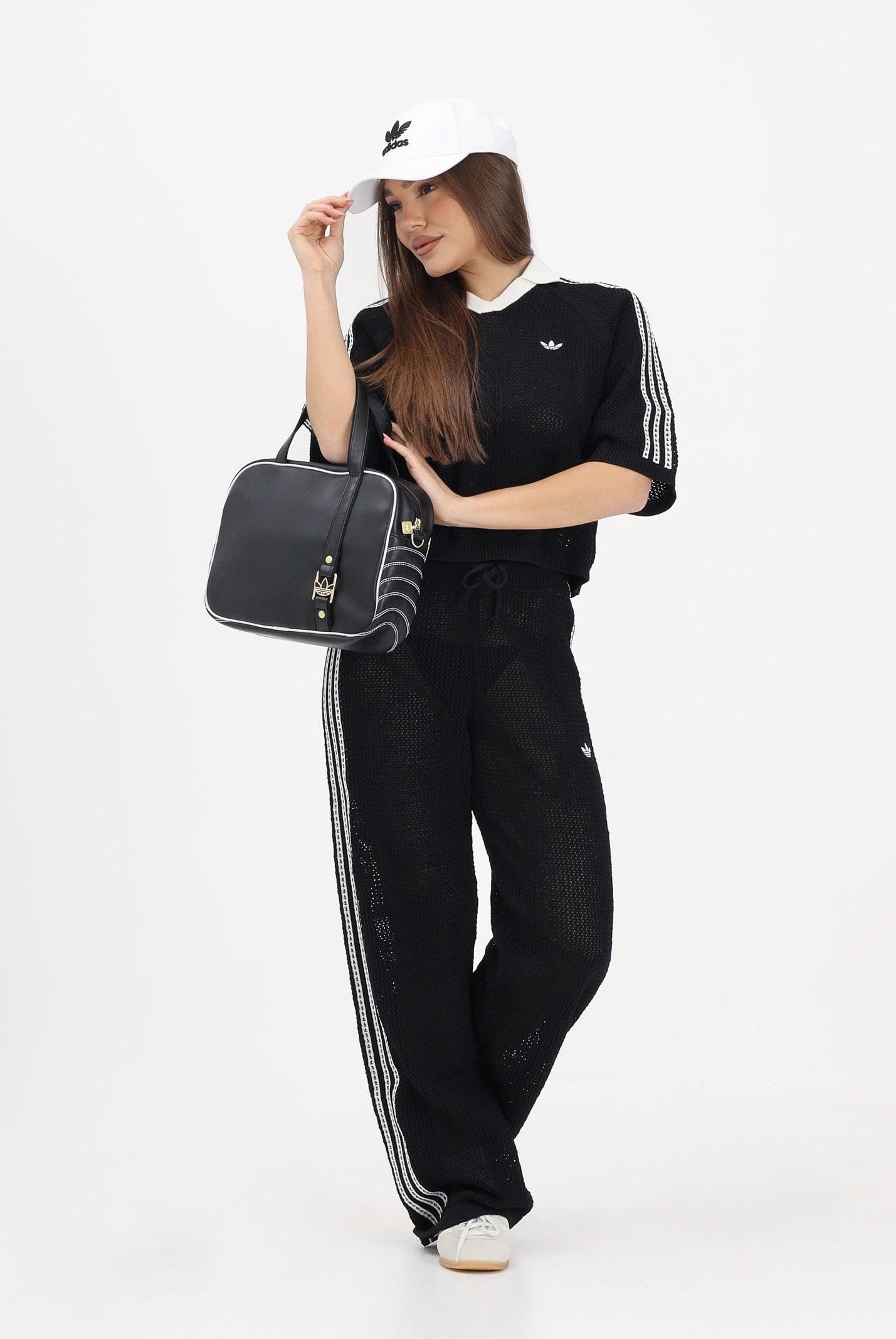 ADIDAS ORIGINALS Pantalone KNITTED CROCHET FIREBIRD nero da donna KC6494 . ADIDAS ORIGINALS