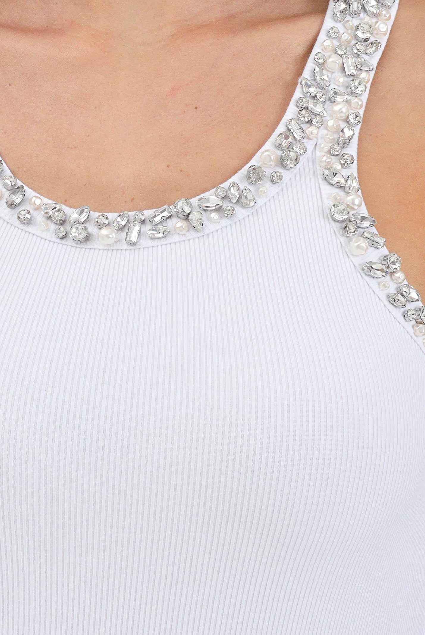 PINKO Canotta bianca da donna con ricami gioiello 104109A2TM Z04 PINKO