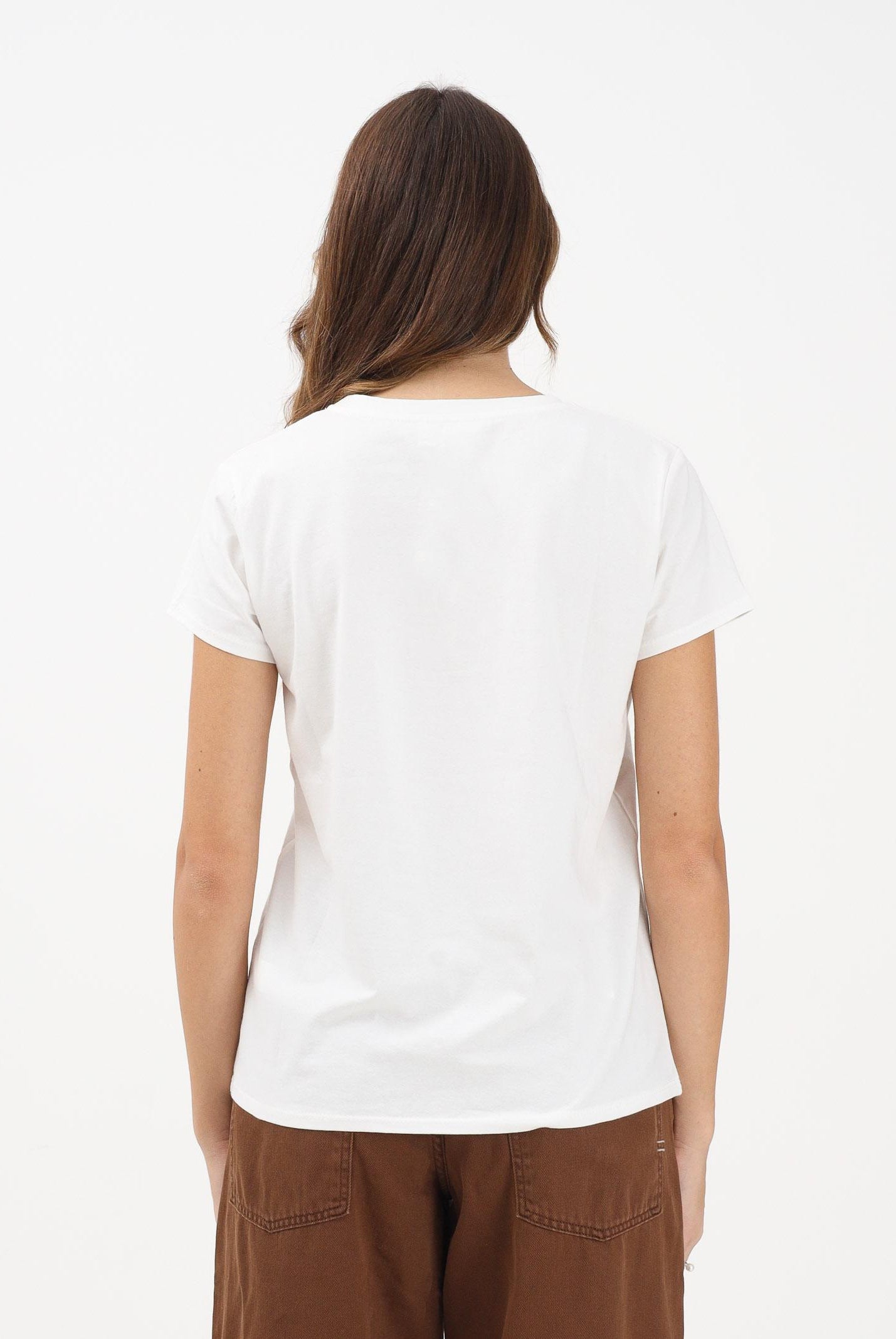 VICOLO T-shirt a manica corta bianca da donna con stampa bassotto RF0486 BI VICOLO