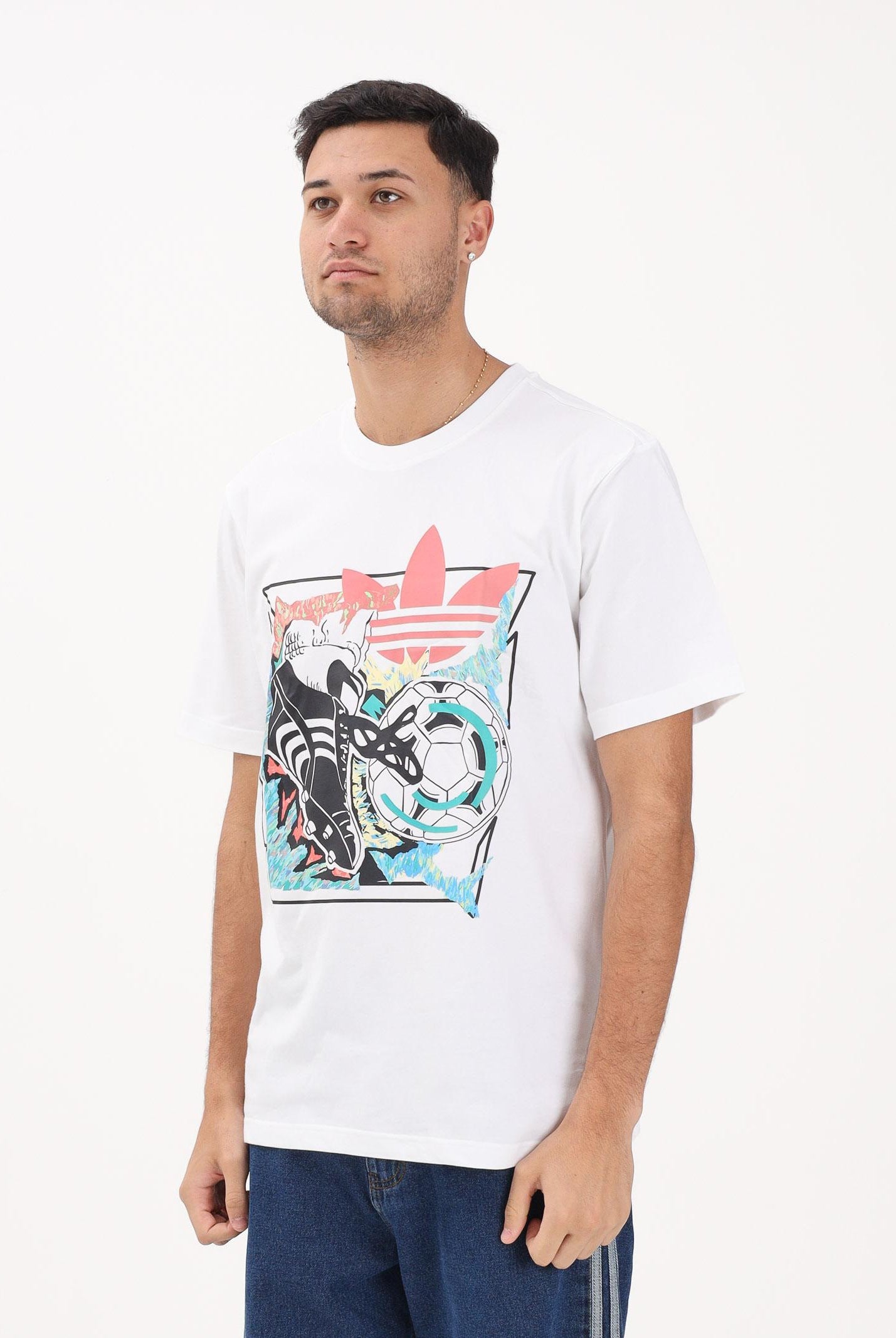 ADIDAS ORIGINALS T-shirt a manica corta Archive Anime Football bianca da uomo KD3826 . ADIDAS ORIGINALS