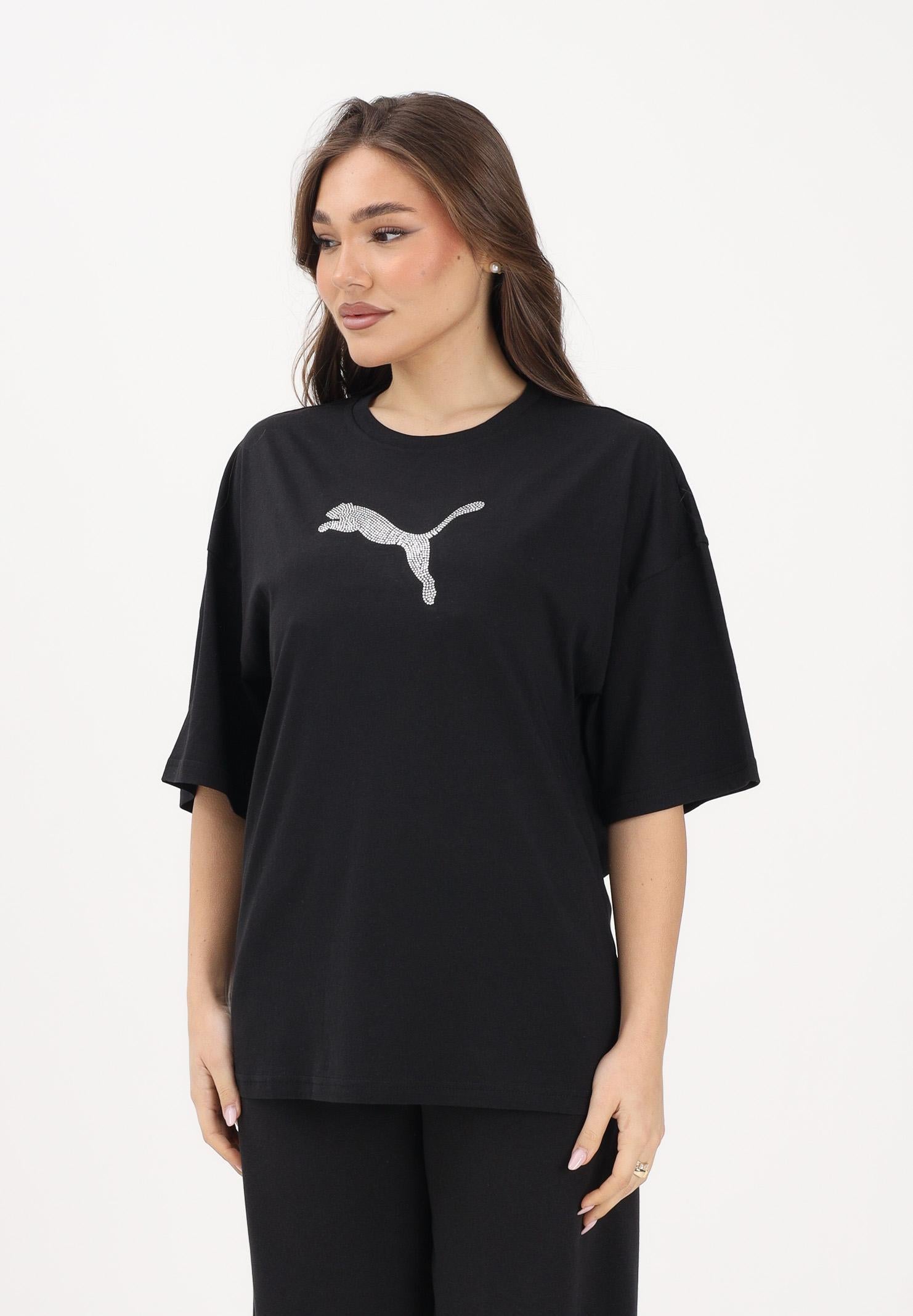PUMA T-shirt a manica corta Essentials Bedazzled nera da donna 634566 01 PUMA