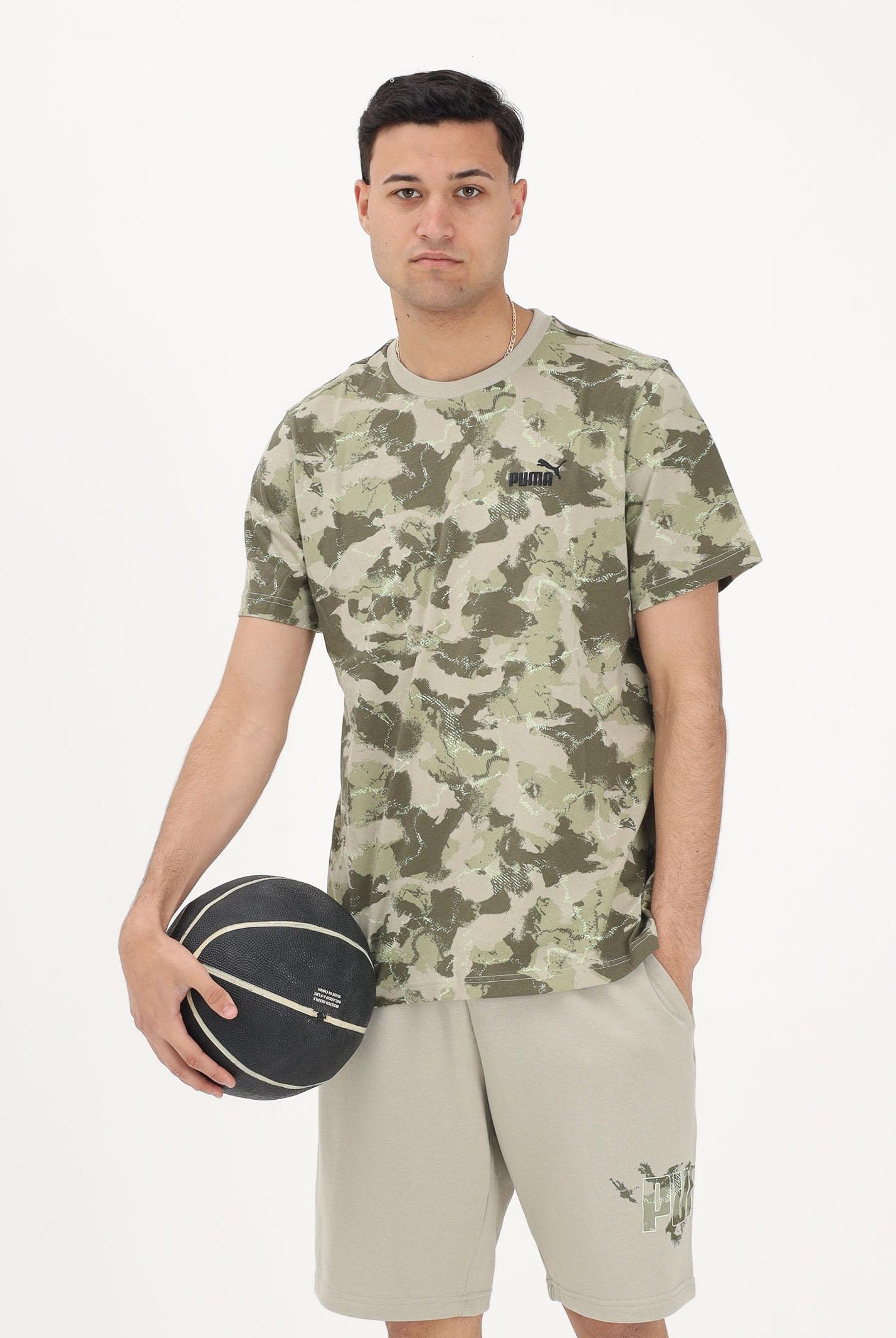 PUMA T-shirt a manica corta Essentials Camo verde militare da uomo 692035 61 PUMA