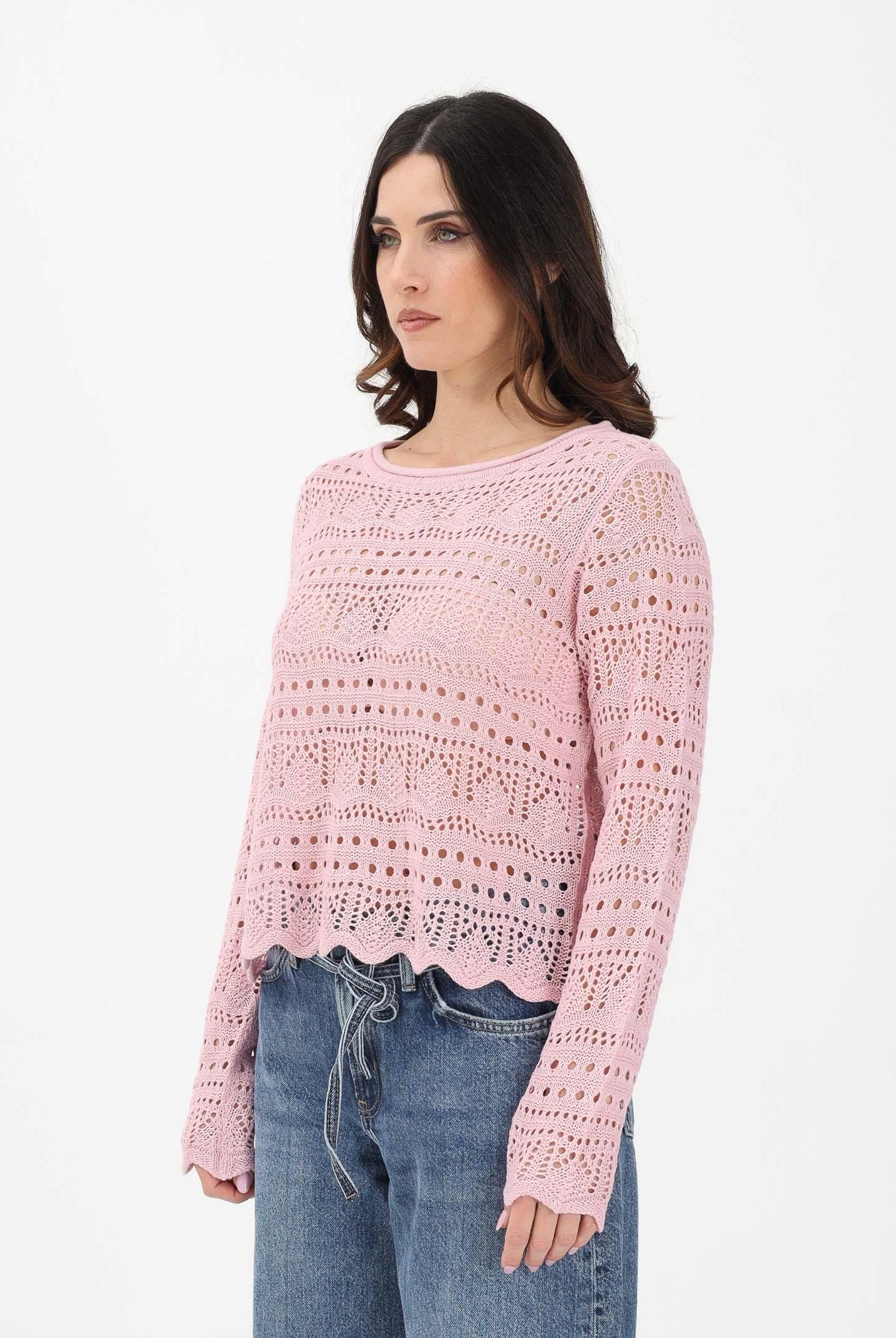 JDY Maglia traforata rosa da donna 15287384 FRLI JDY