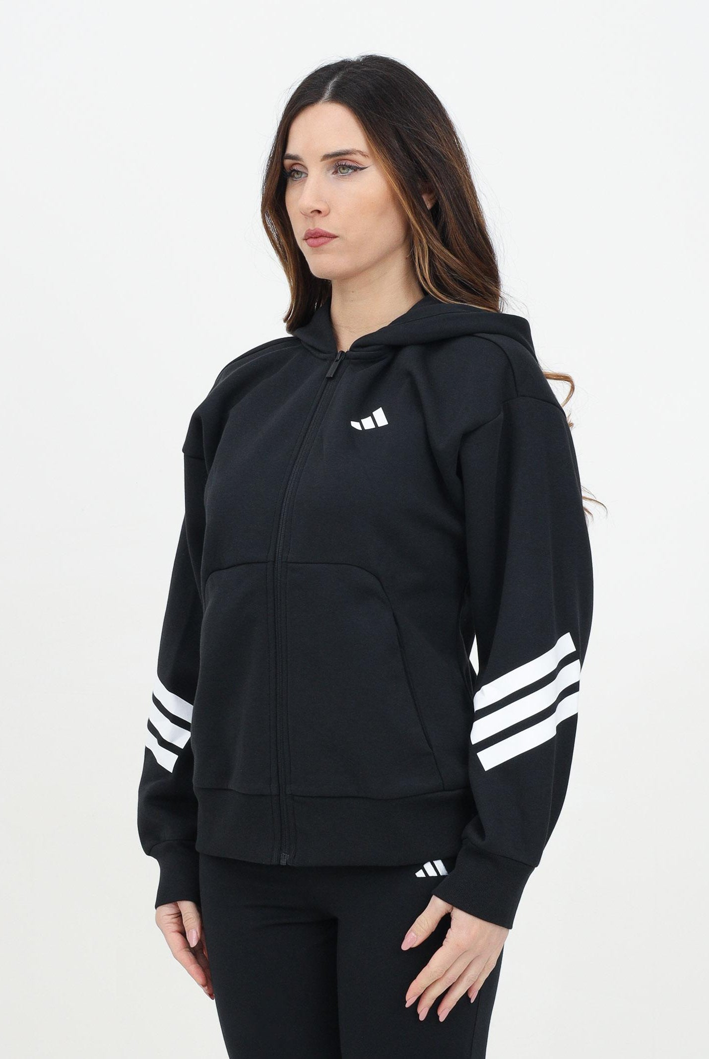 ADIDAS PERFORMANCE Felpa con zip Future Icons 3-Stripes nera da donna JE0171 . ADIDAS PERFORMANCE