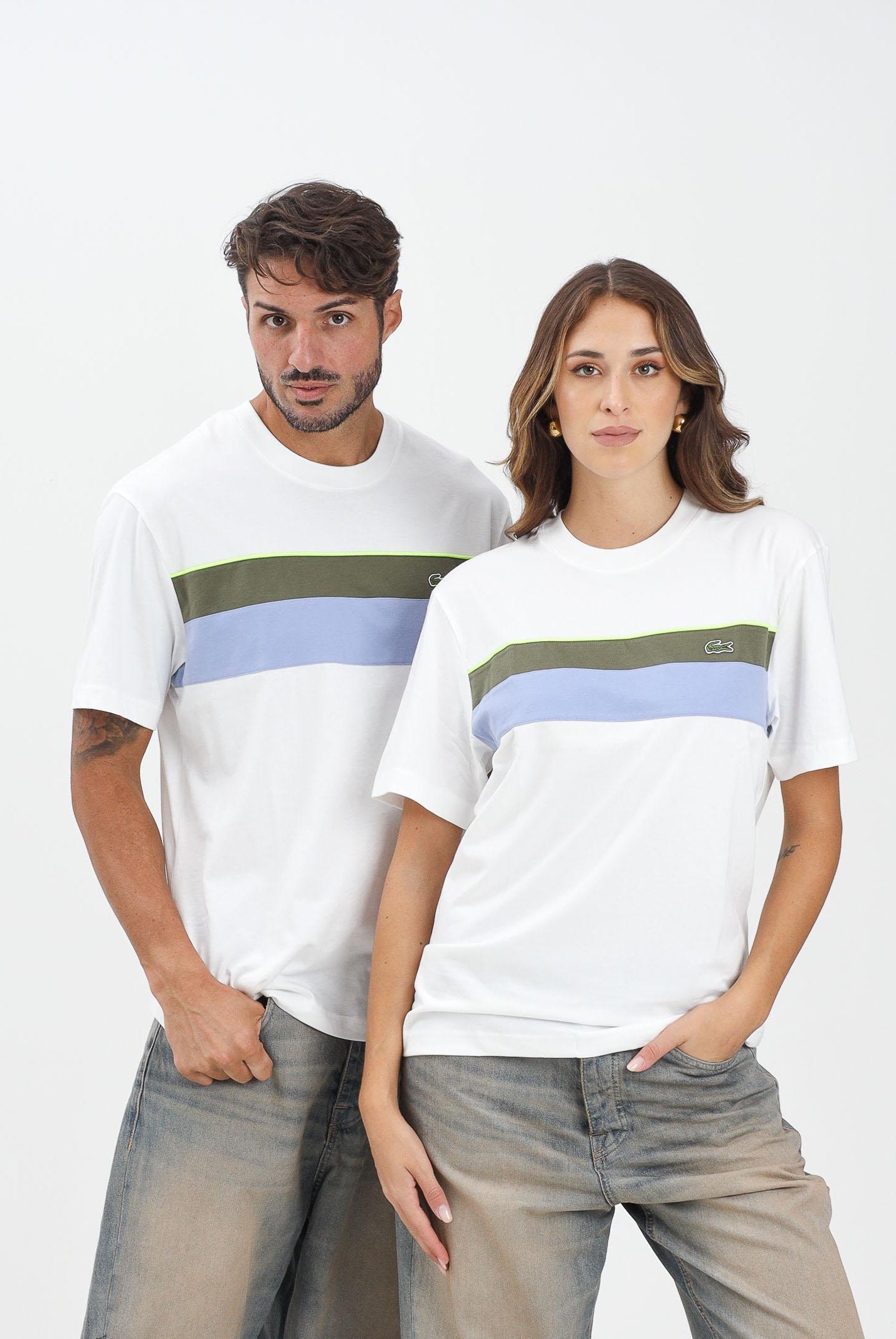 LACOSTE T-shirt a manica corta Jersey Colour-Block bianca per uomo e donna TH5890 9IV LACOSTE