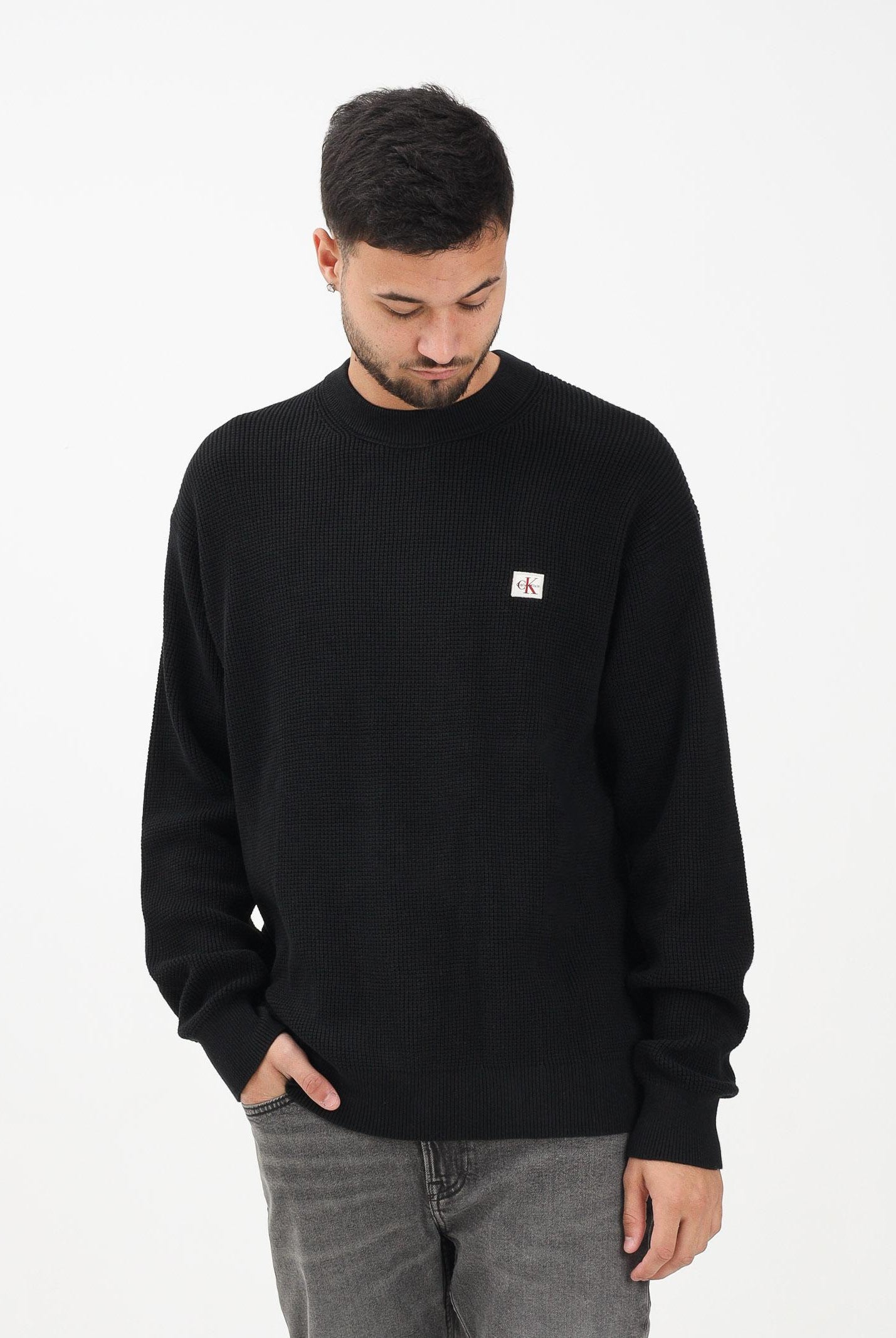 CALVIN KLEIN JEANS Maglioncino girocollo nero da uomo LV04RD313GUB1  CALVIN KLEIN JEANS