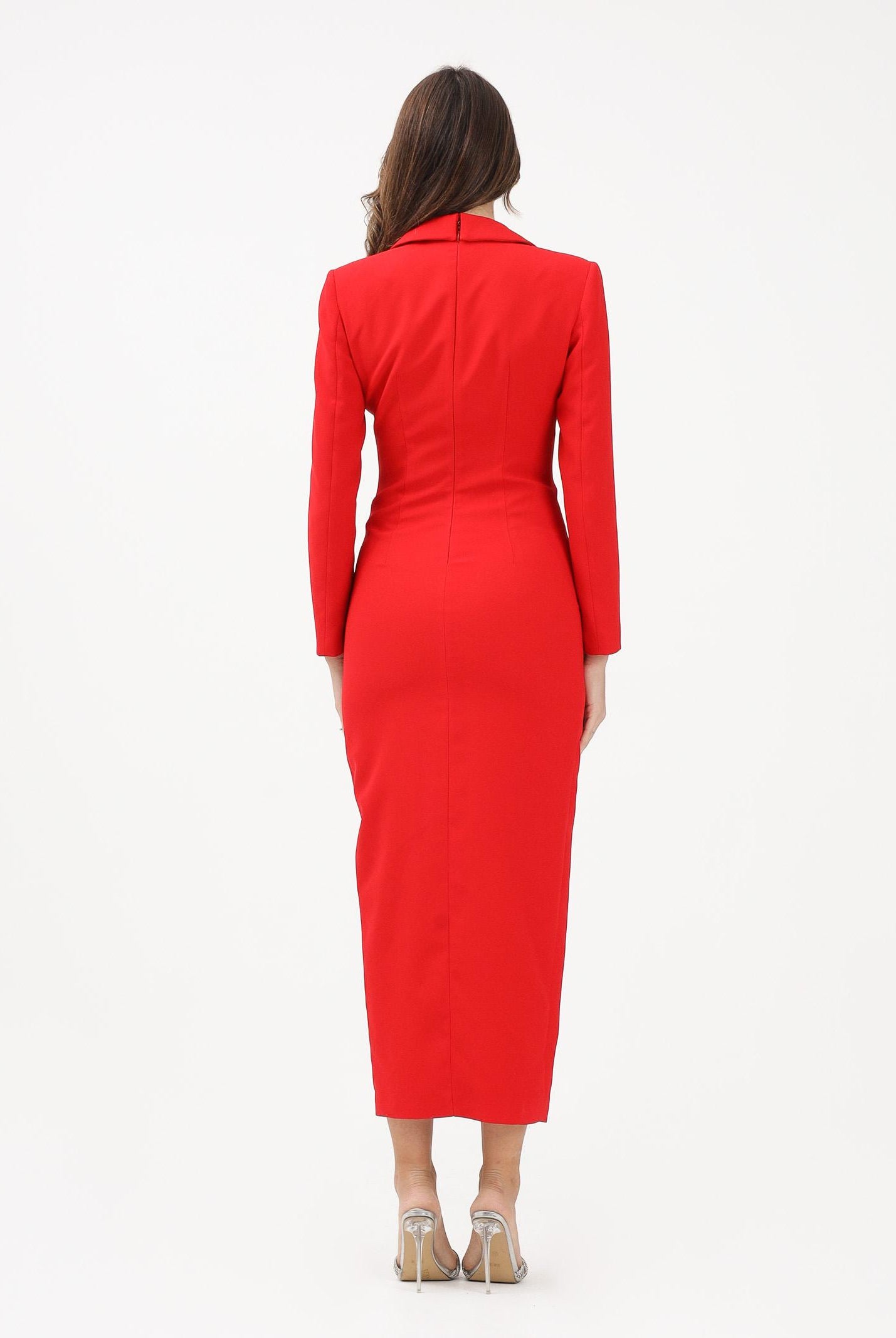 SIMONA CORSELLINI Abito lungo rosso da donna ispirato al classico blazer A25CEAB10701-C00161 V0606 SIMONA CORSELLINI