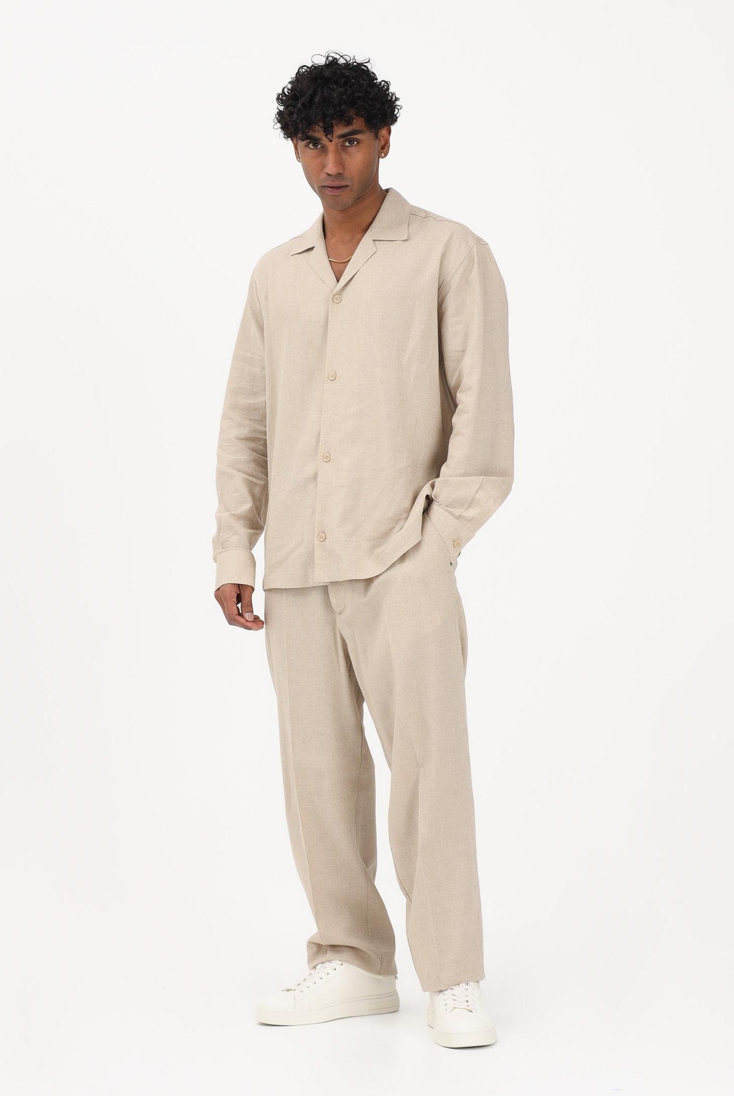 I'M BRIAN Pantalone in lino beige da uomo PA3703 0025 I'M BRIAN