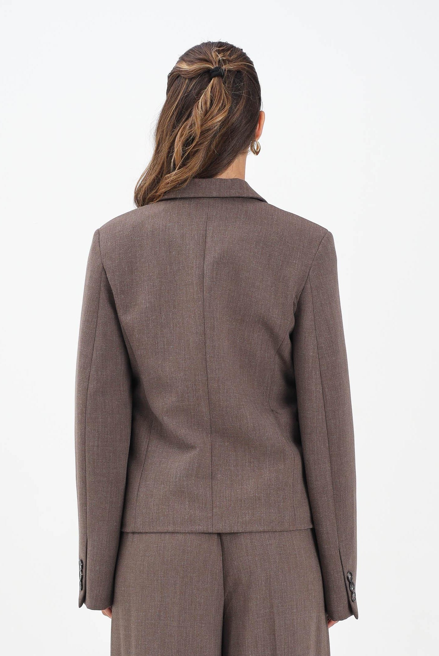 VICOLO Giacca marrone da donna con leggera trama mélange TF0203 A115 VICOLO