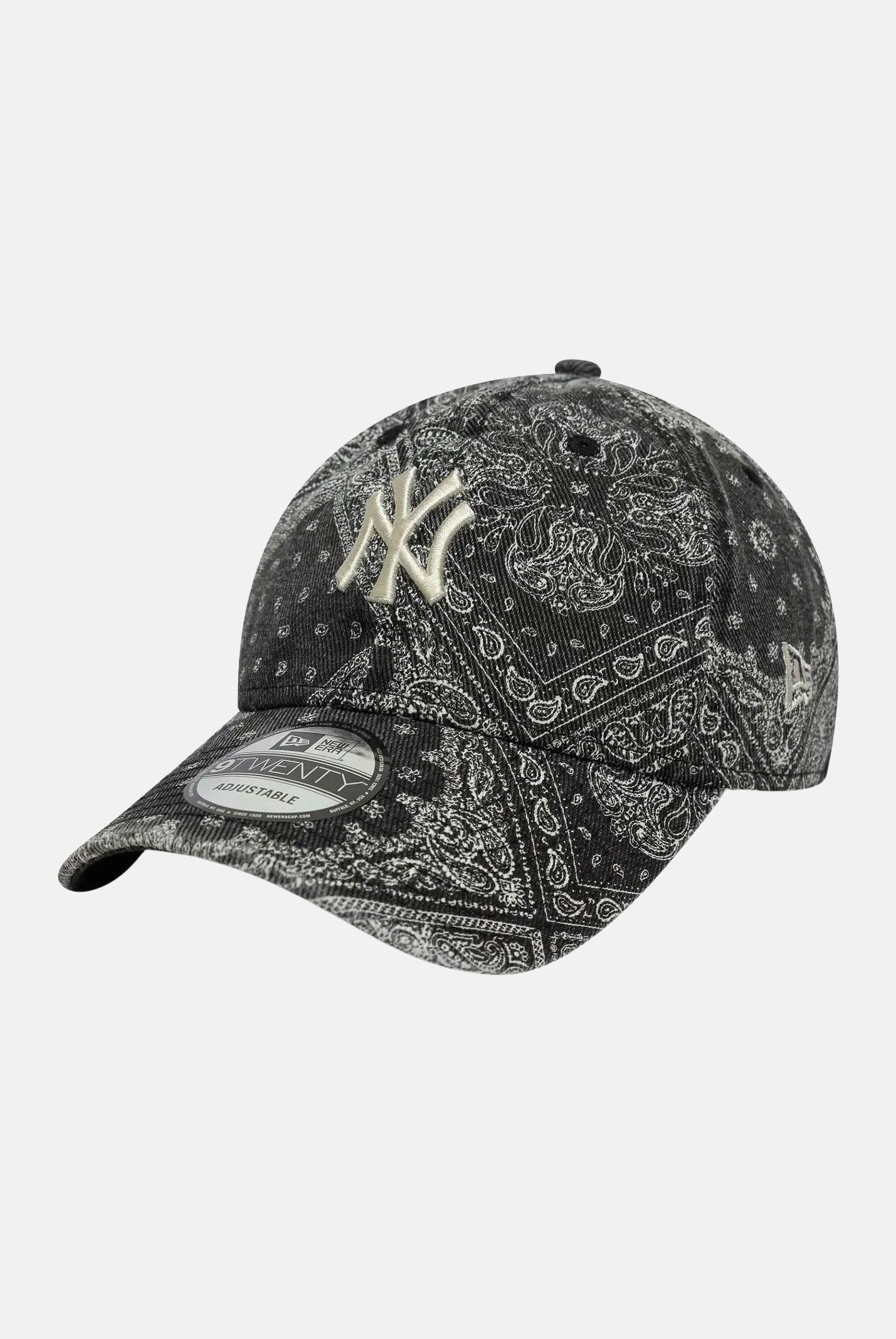 NEW ERA Cappello con visiera 9TWENTY New York Yankees MLB Washed Paisley in denim nero per uomo e donna 60771827 . NEW ERA