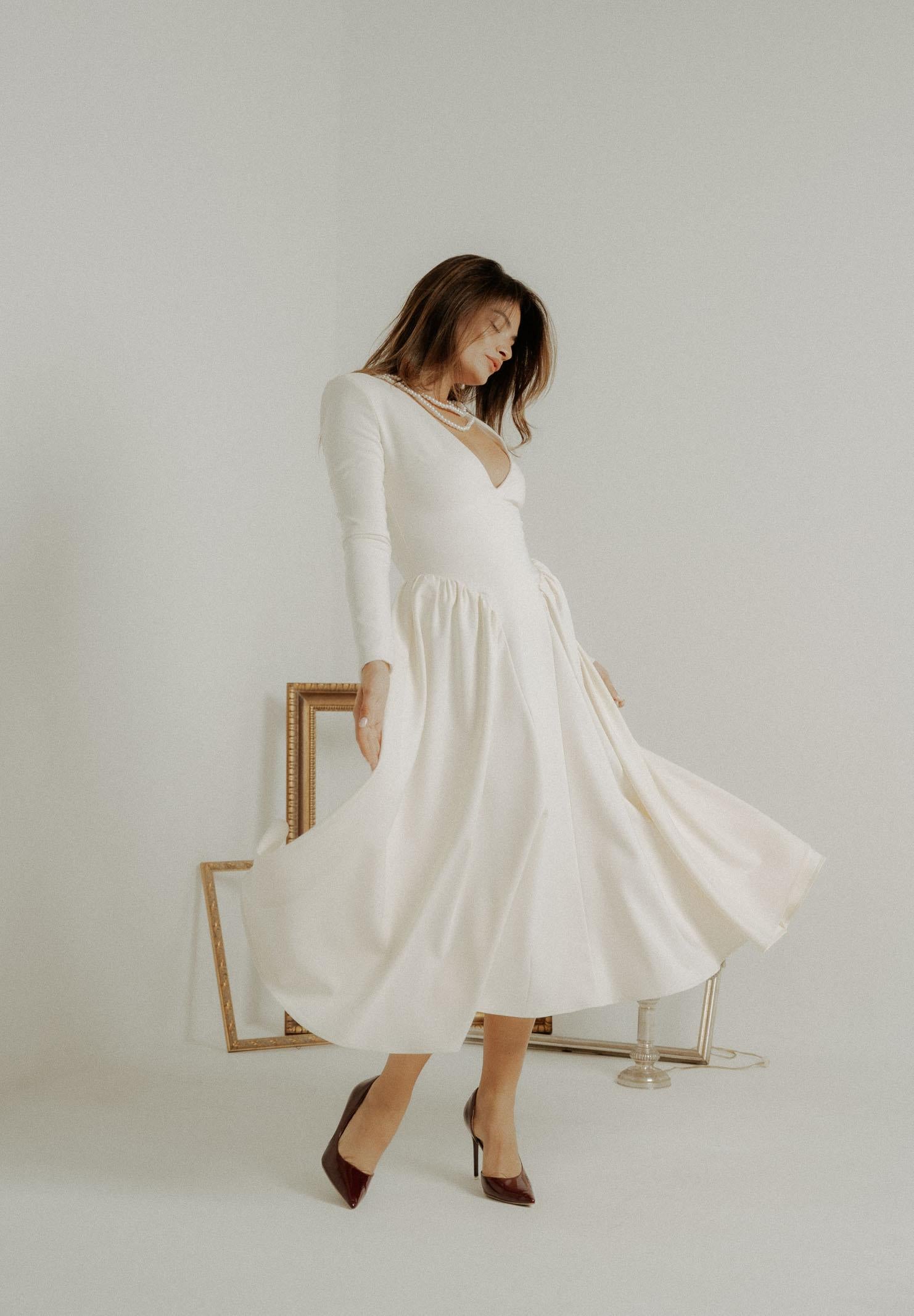 SANTAS Abito midi DOUCEUR avorio da donna PV2603 PA SANTAS