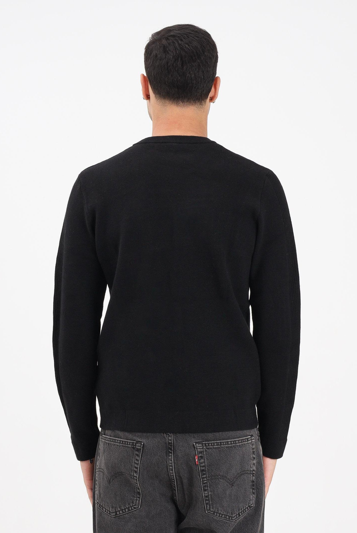 BLAUER Maglioncino girocollo ALLEYNE nero da uomo con logo 25WBLUM01263-006645 999 BLAUER