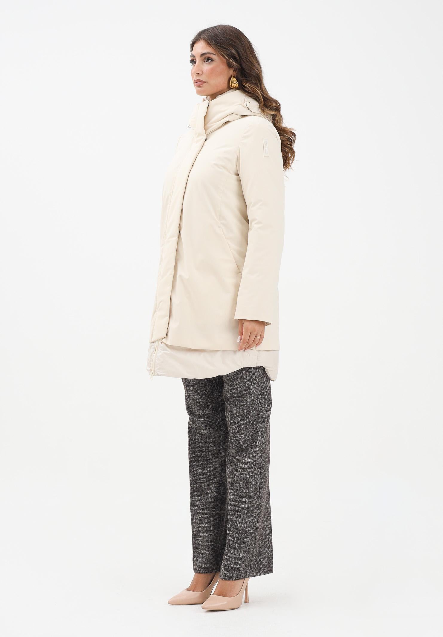 BOMBOOGIE Piumino lungo bio-materica panna da donna CW9146FPX5 161 BOMBOOGIE