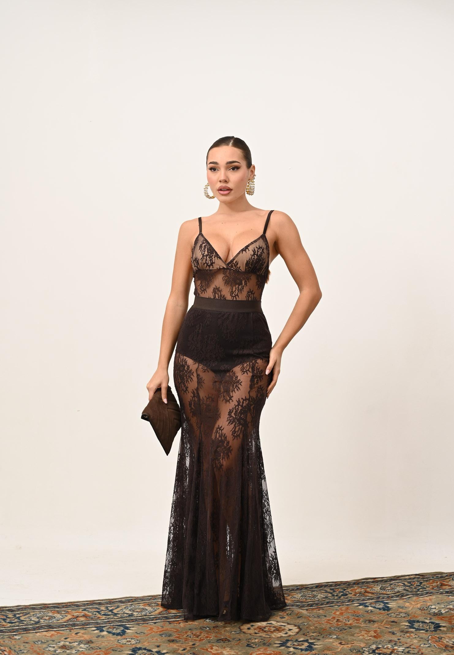 SANTAS Body RADIANCE marrone da donna con ricamo in pizzo floreale PV2615 MA SANTAS