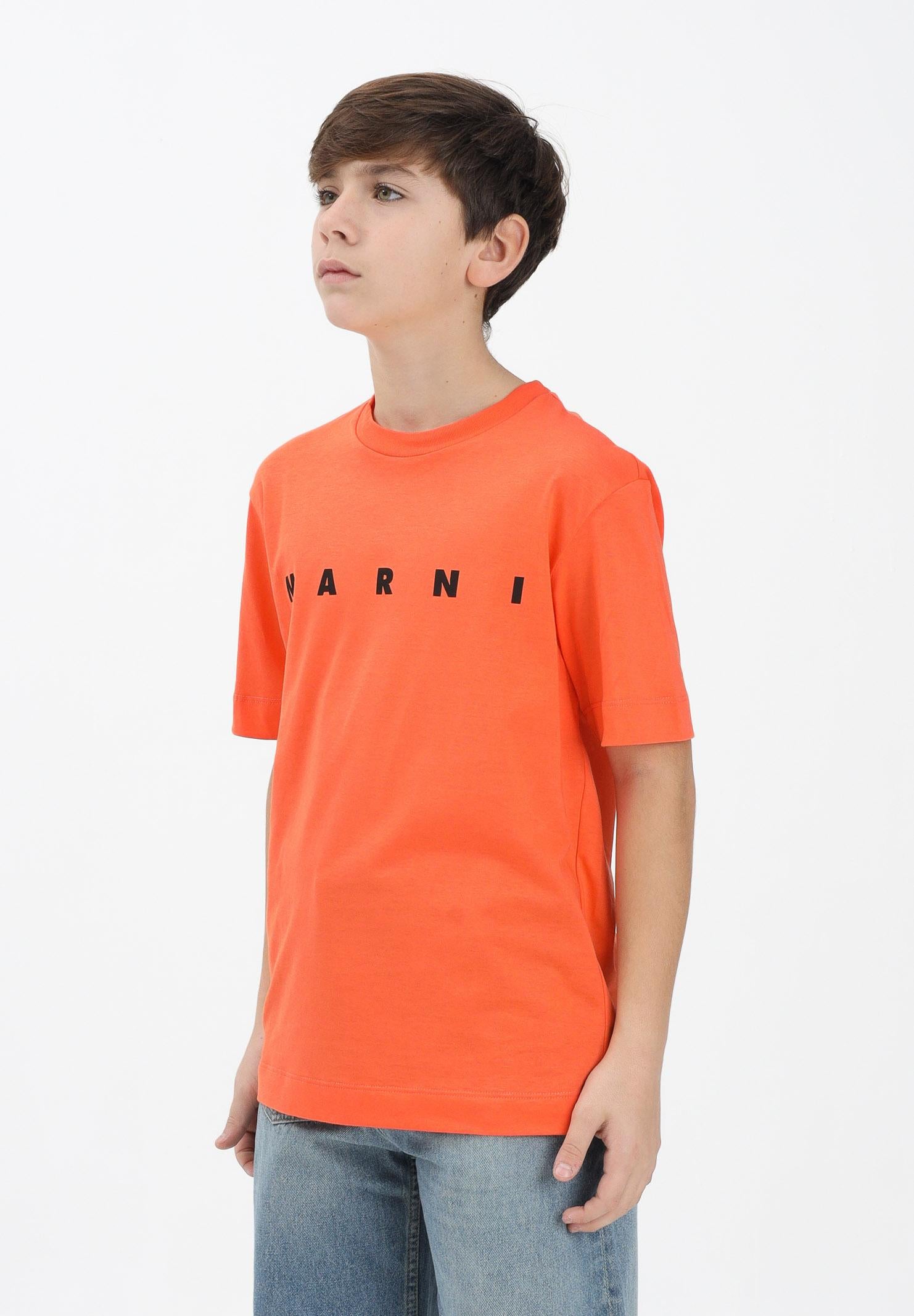 MARNI T-shirt a manica corta arancione per donna, bambino e bambina con logo M002MVM00RF 0M436 MARNI
