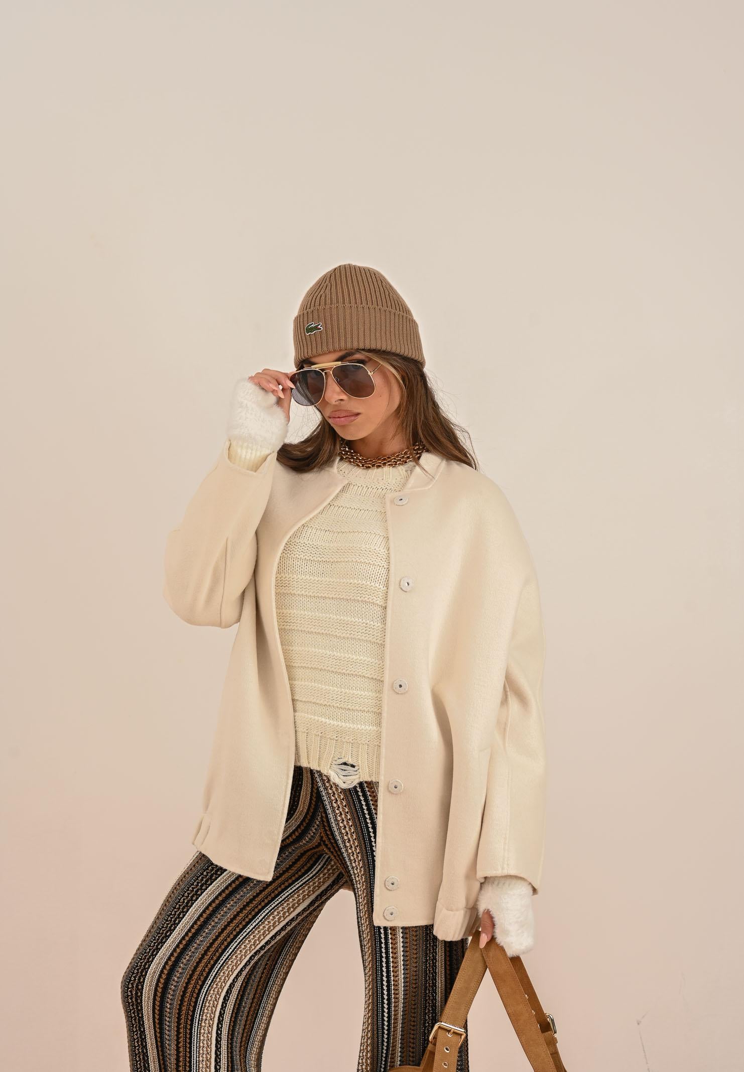 VICOLO Cappotto corto panna da donna TF0006 FU05 VICOLO