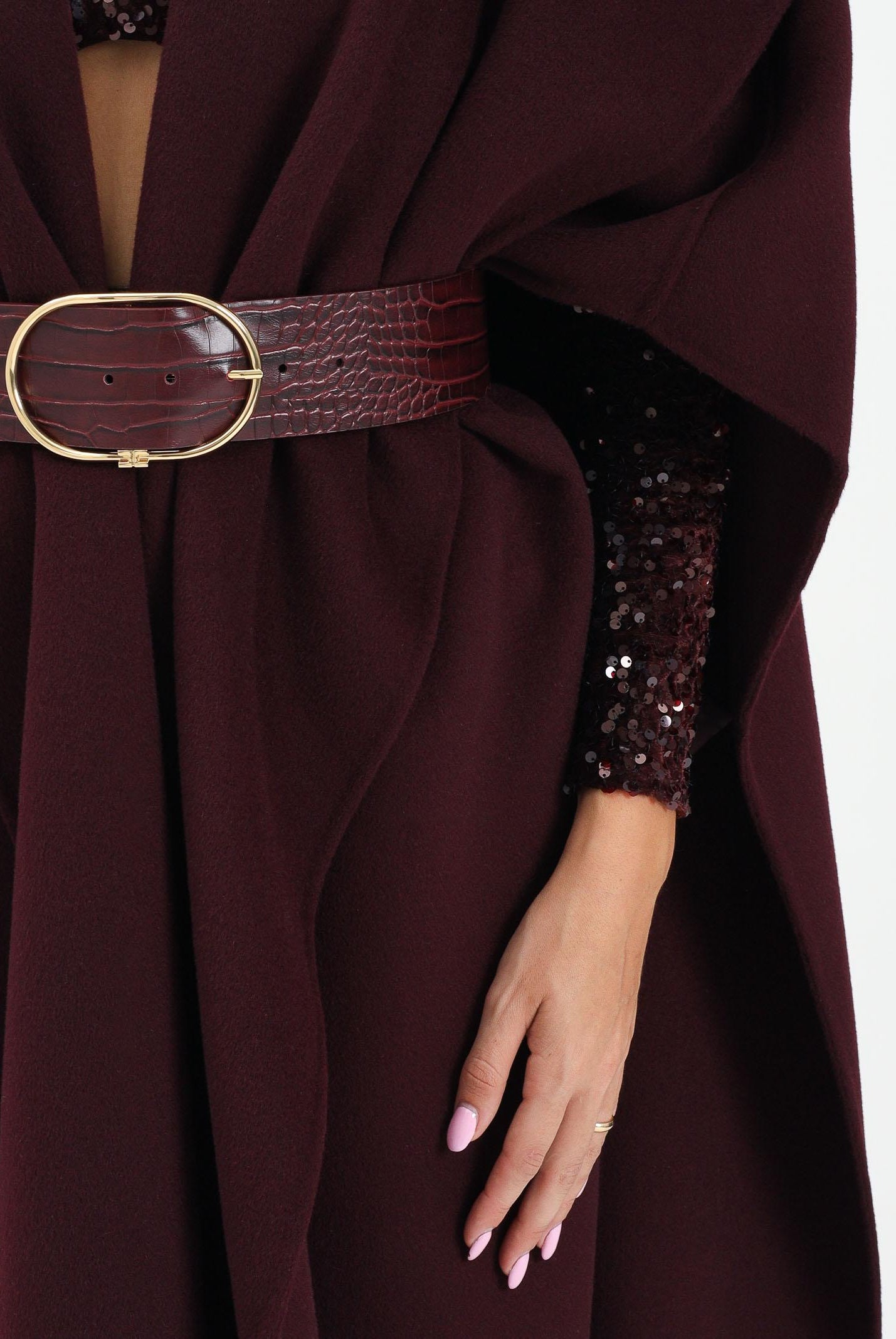 ELISABETTA FRANCHI Mantella bordeaux da donna con cintura CP67D56E2 EA4 ELISABETTA FRANCHI