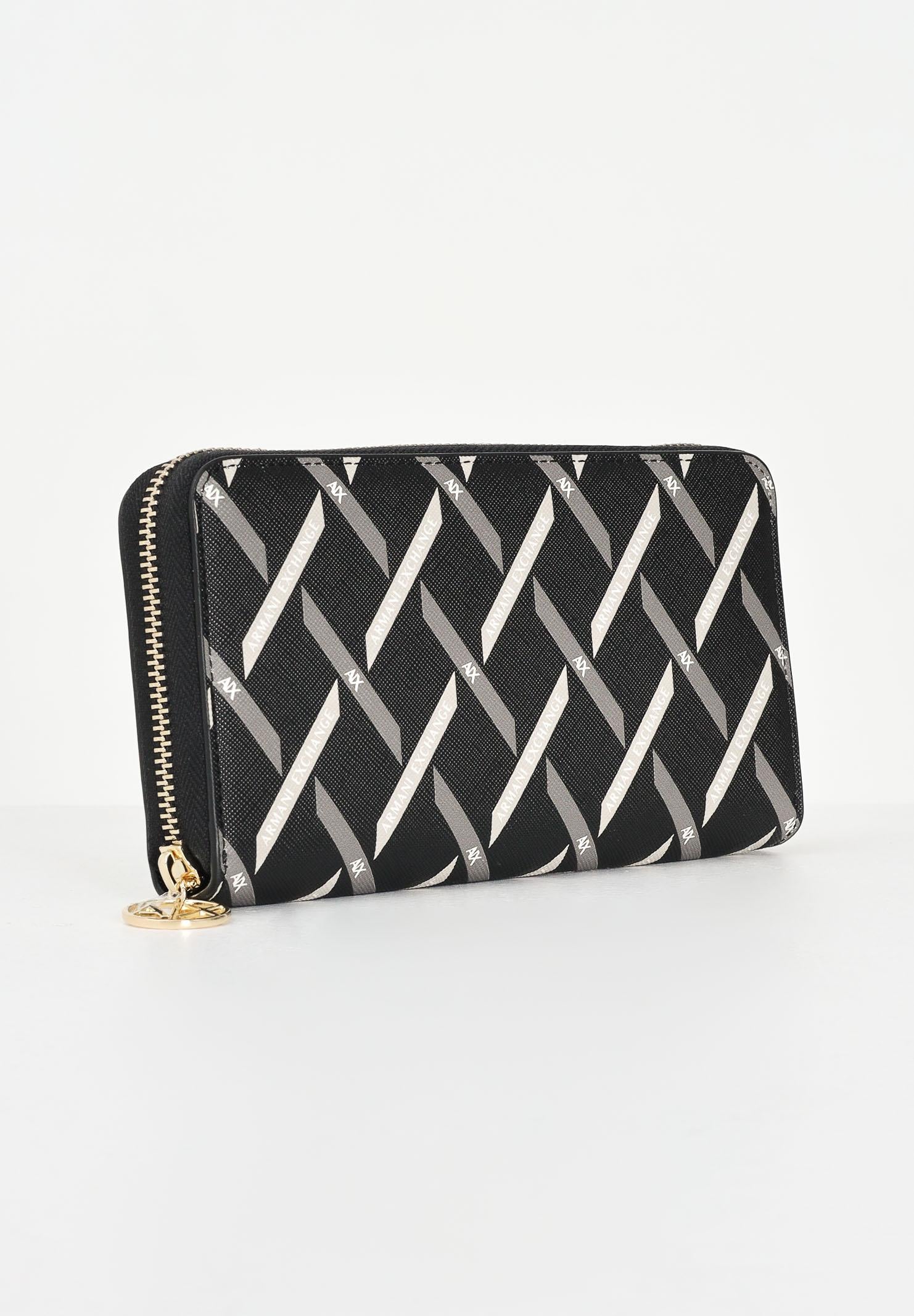 ARMANI EXCHANGE Portafogli nero da donna con stampa diagonale XW000359AF17155 MC043 ARMANI EXCHANGE
