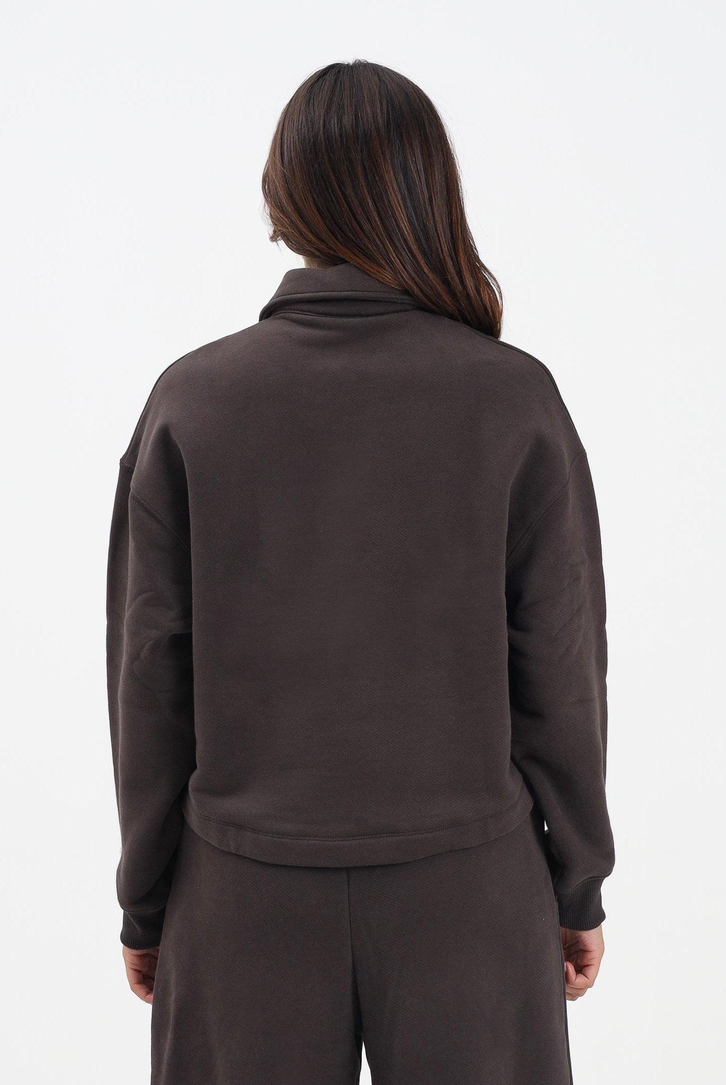 LACOSTE Felpa marrone da donna con collo a polo SF5275 SKB LACOSTE