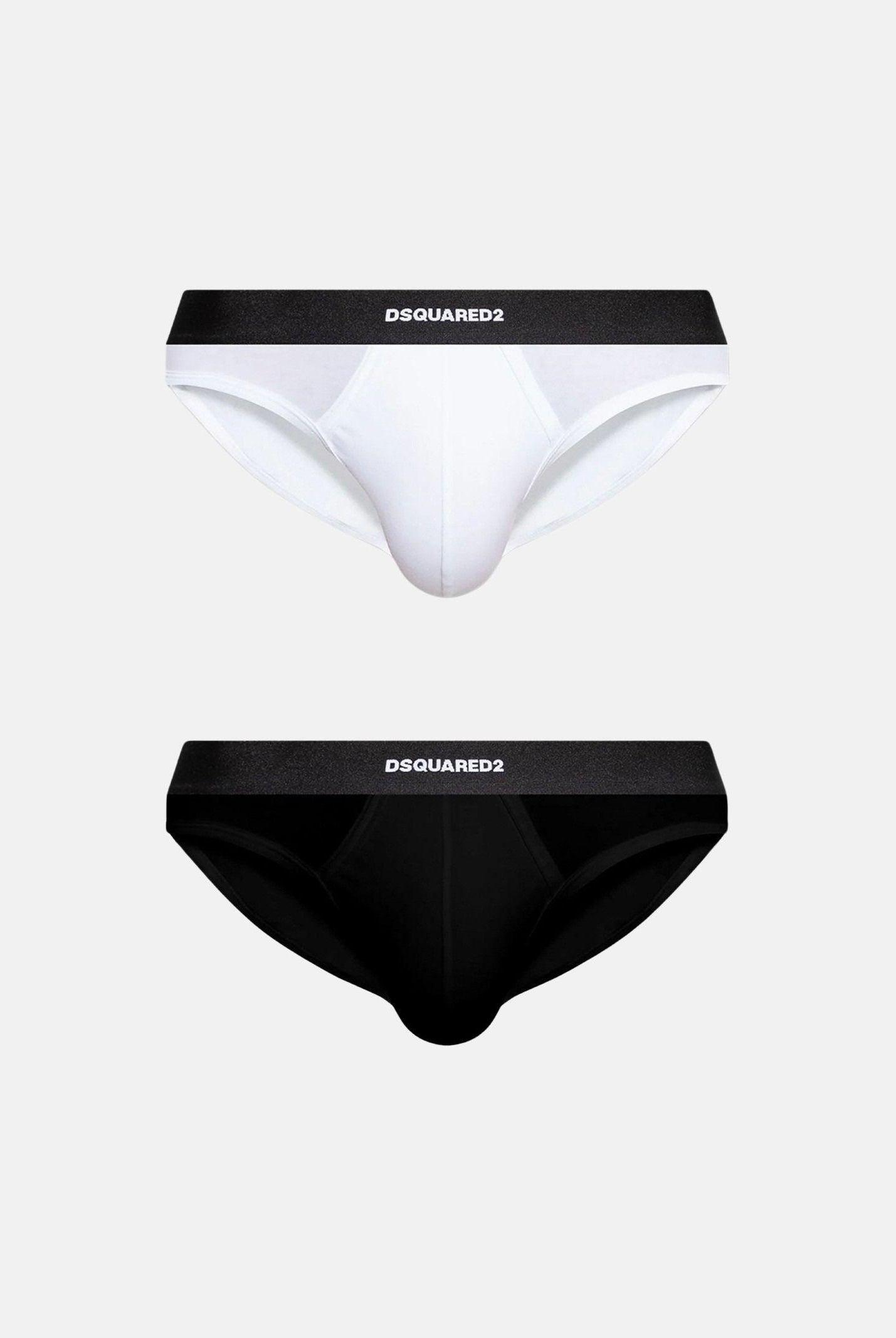 DSQUARED2 Slip (2pz) nero e bianco da uomo con fascia elastica logata DCX200070 010 DSQUARED2