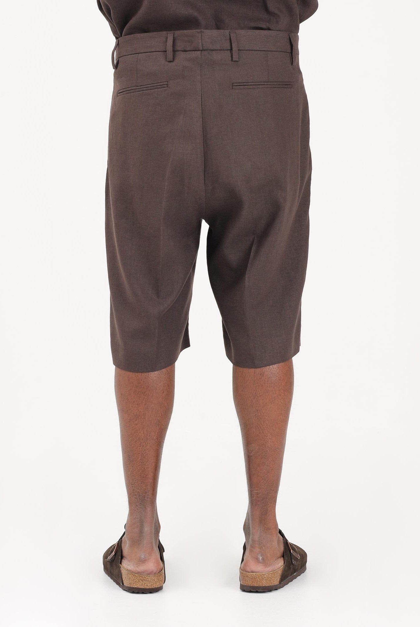 I'M BRIAN Shorts in lino marrone da uomo BE3705 MO I'M BRIAN