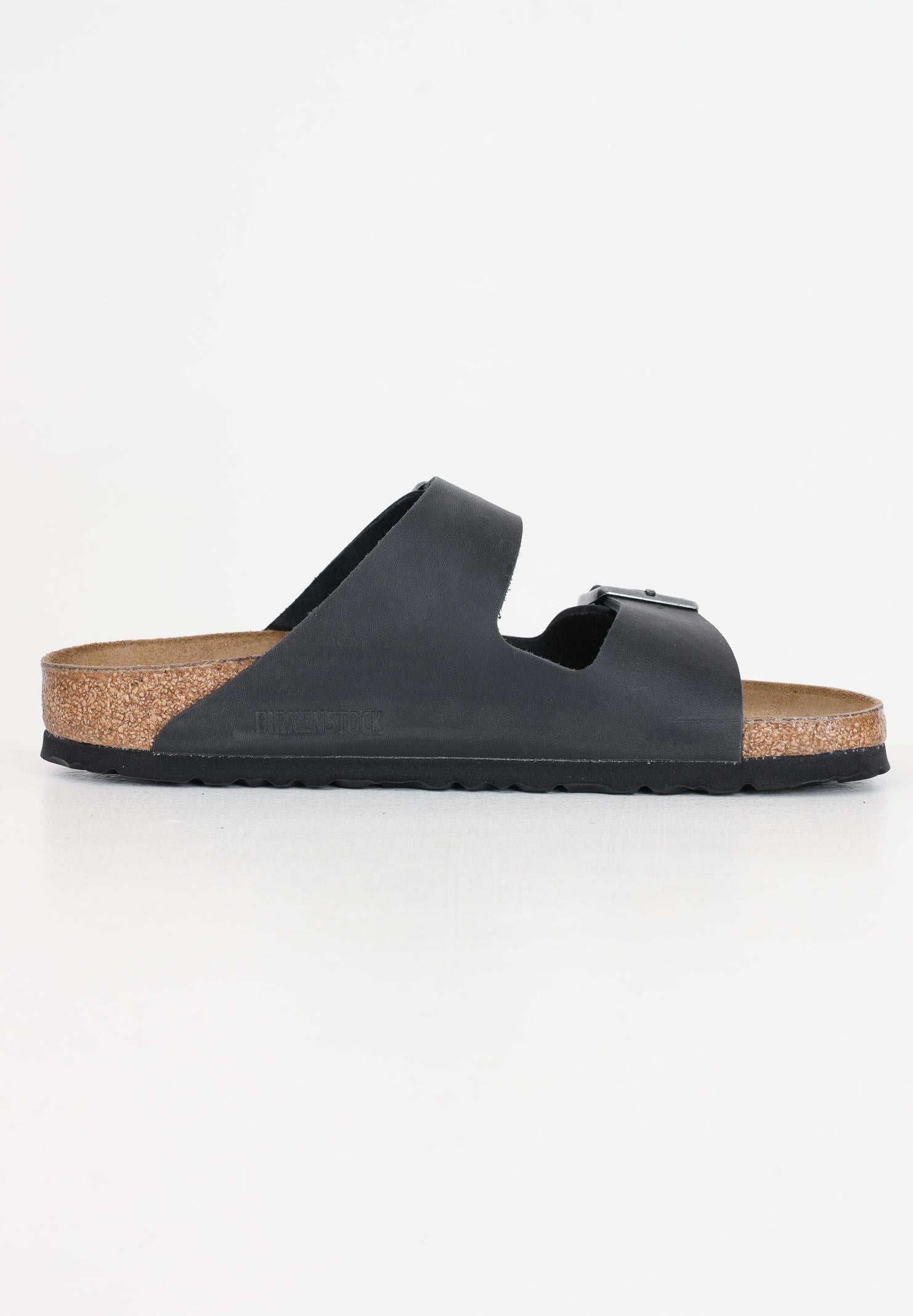 BIRKENSTOCK Ciabatte Arizona in pelle oliata nere per uomo e donna 552113 . BIRKENSTOCK