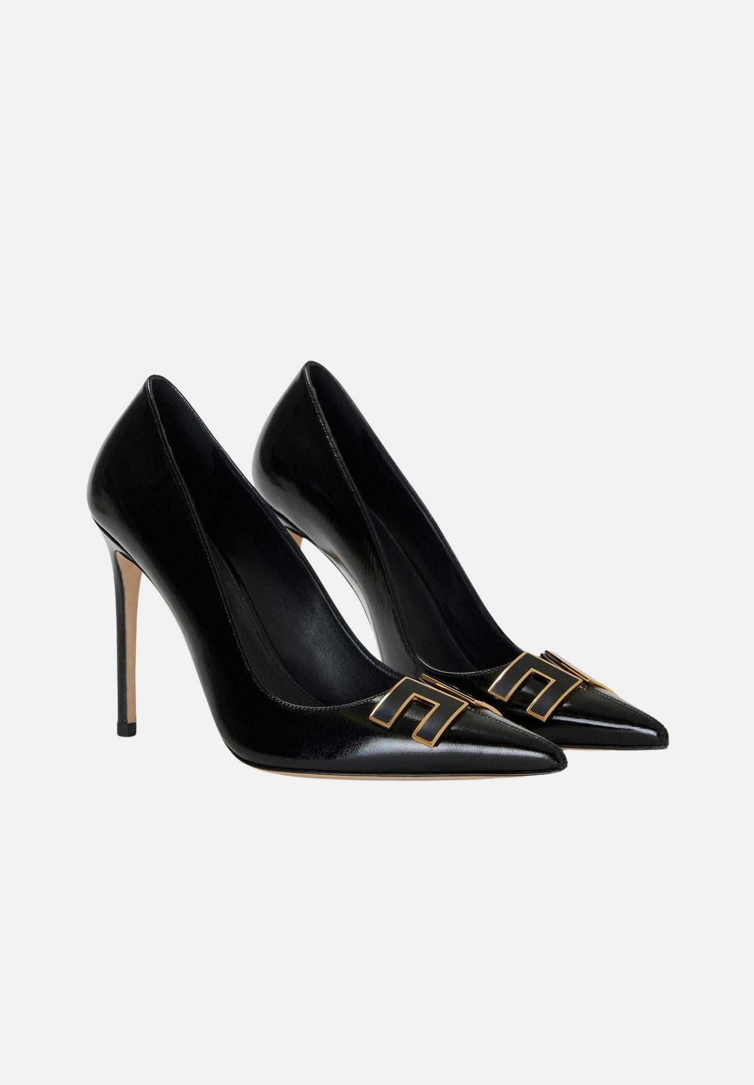 ELISABETTA FRANCHI Decollete nere da donna con dettaglio logo SA14B61E2 110 ELISABETTA FRANCHI