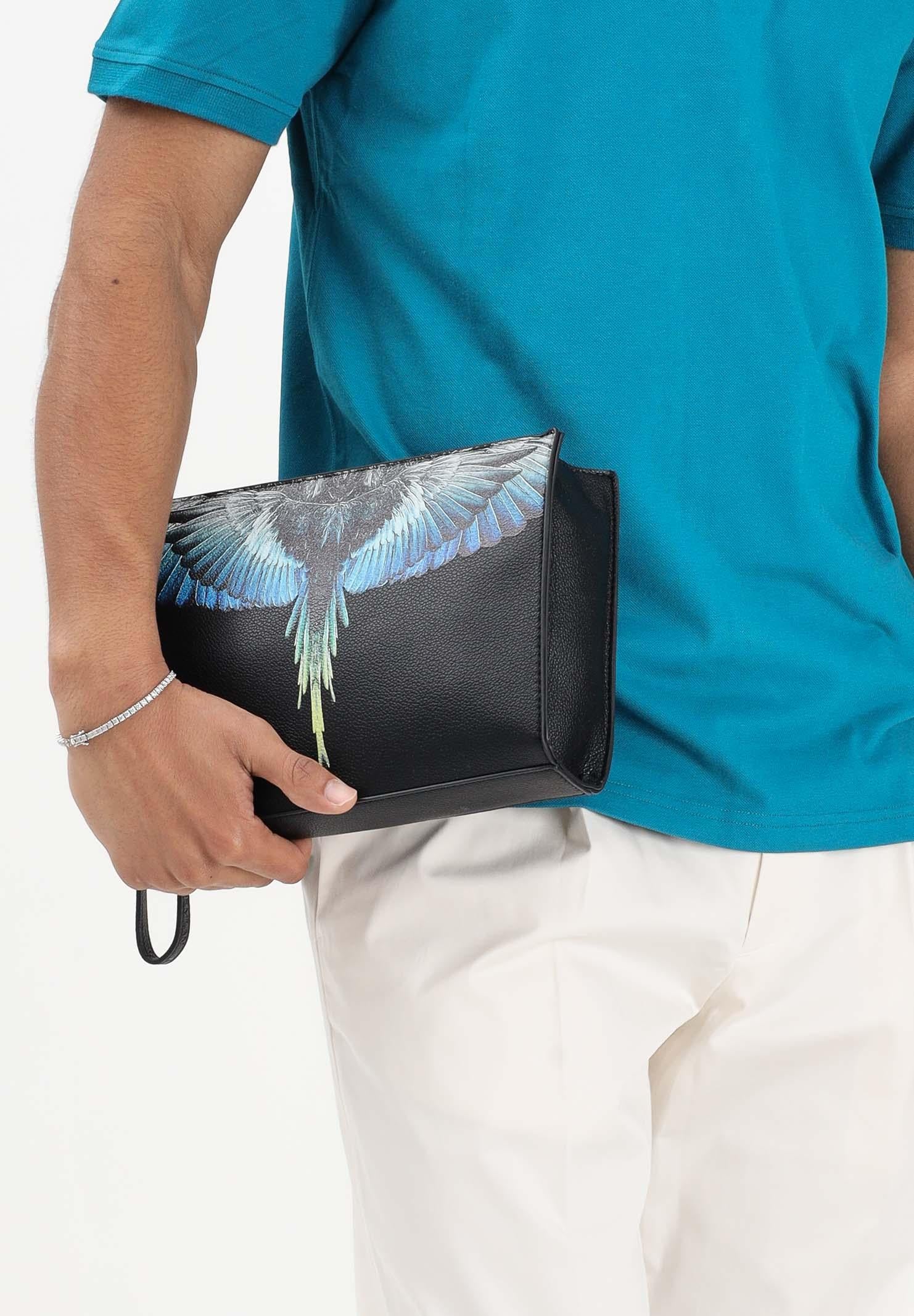 MARCELO BURLON COUNTY OF MILAN Pochette nera per uomo e donna con stampa ali COMAS2603480895 . MARCELO BURLON COUNTY OF MILAN