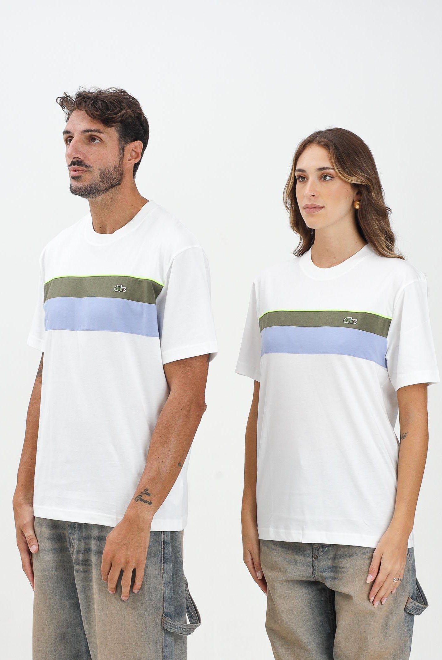LACOSTE T-shirt a manica corta Jersey Colour-Block bianca per uomo e donna TH5890 9IV LACOSTE