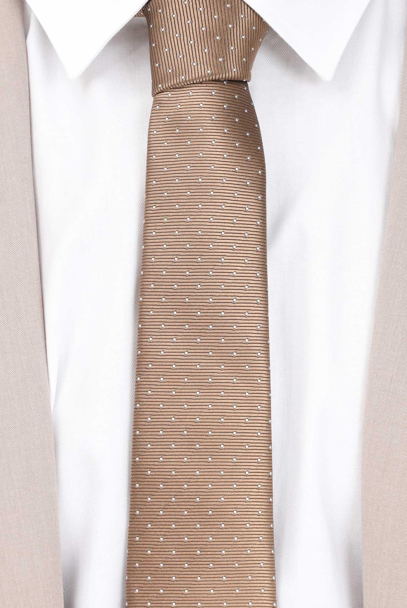 Cravatta beige da uomo in faille di seta a micro pois 1309/15C LANVIN