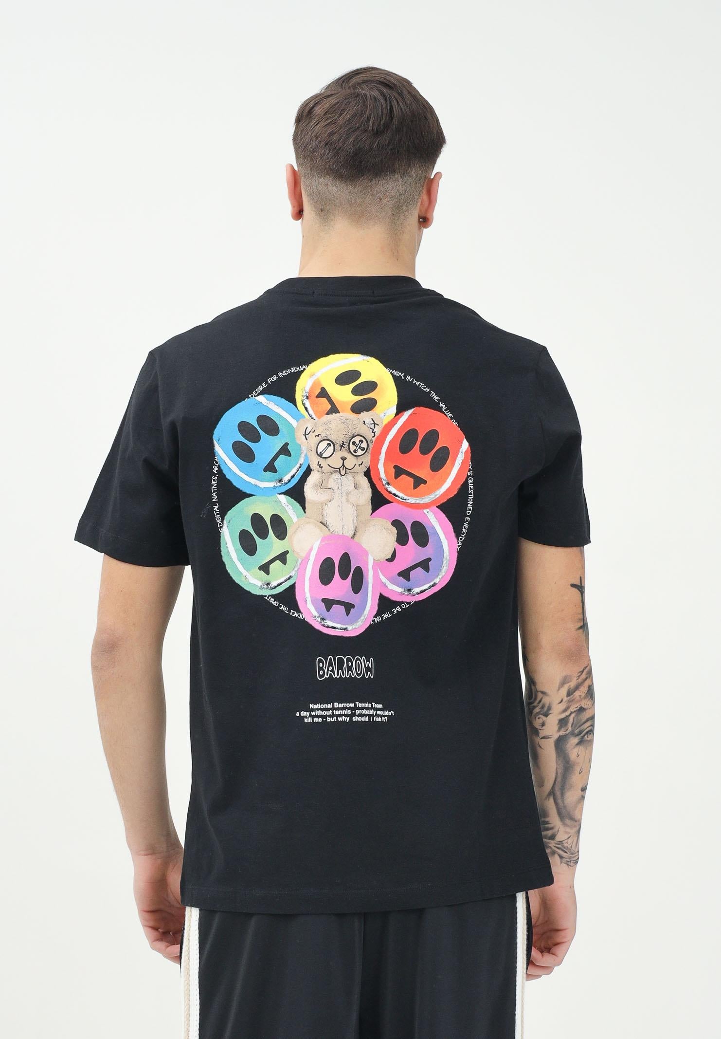 BARROW T-shirt a manica corta nera per uomo e donna con stampa S5BWUATH053 110 BARROW