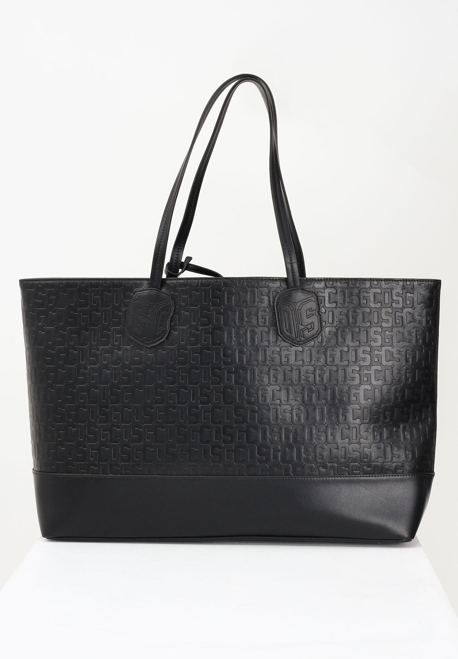 GCDS Shopper nera da donna con pattern logo GCDSMD001 99 GCDS
