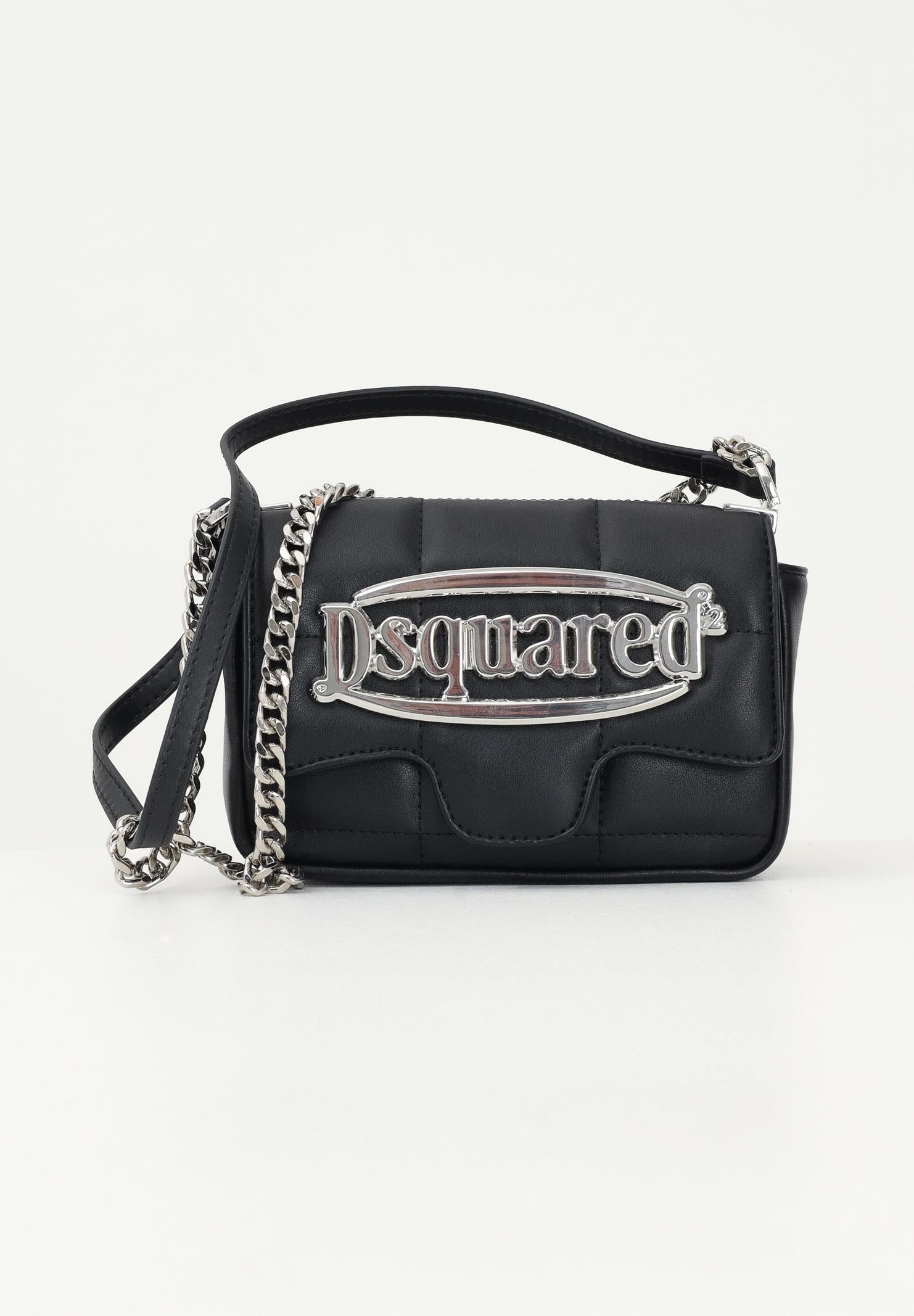 DSQUARED2 Borsa a spalla nera da donna con maxi logo DQ2917D0AD0 DQ900 DSQUARED2