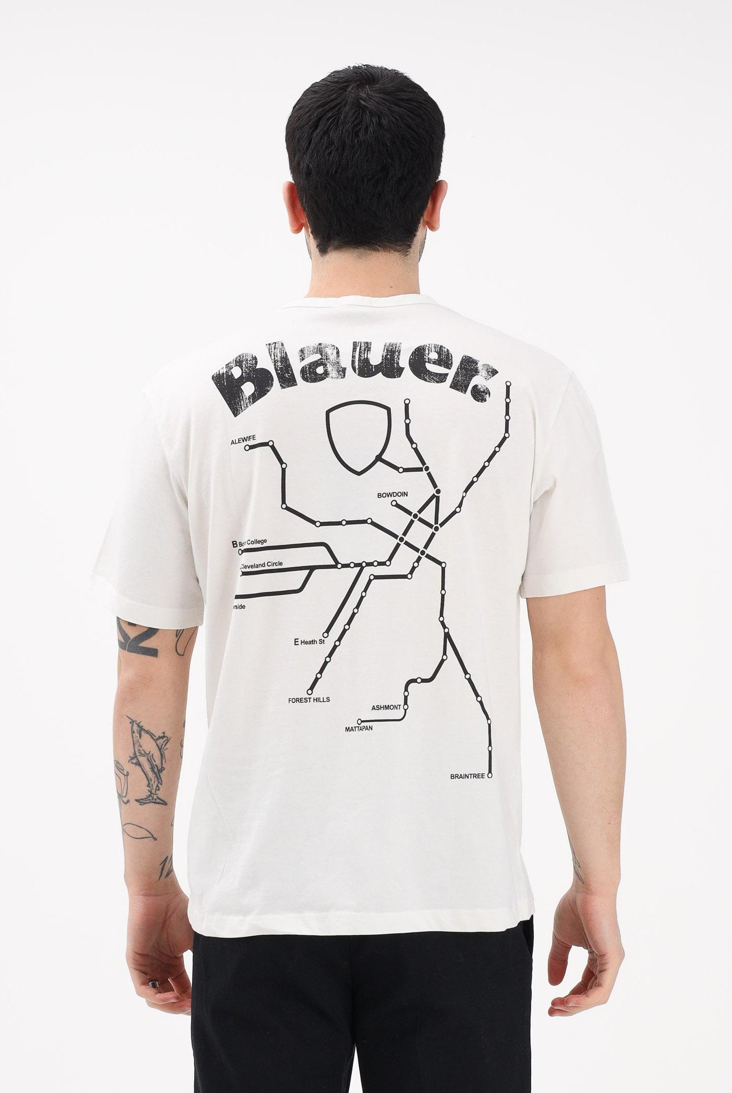 BLAUER T-shirt a manica corta panna da uomo con stampa grafica 26SBLUH02069-007439 102 BLAUER