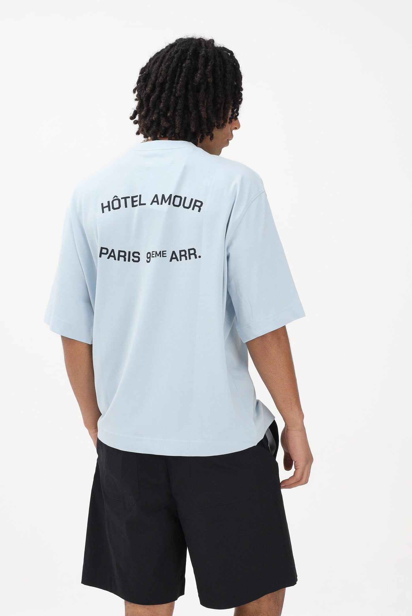 SELECTED HOMME T-shirt a manica corta celeste da uomo in collab. con l'iconico Hôtel Amour di Parigi 16100453 SK SELECTED HOMME