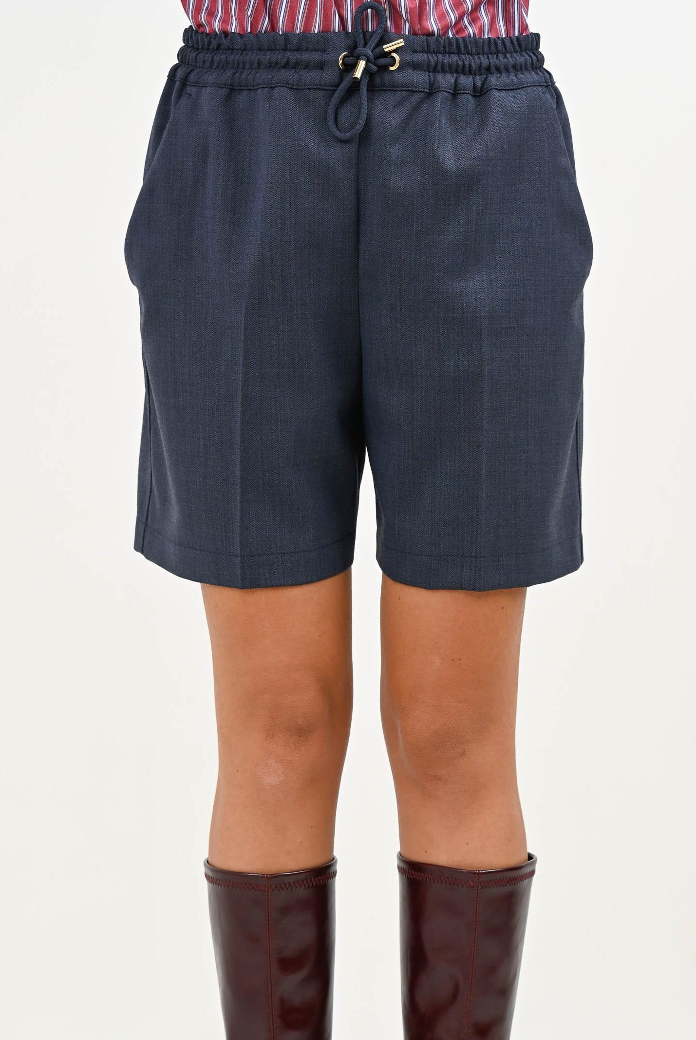 PINKO Shorts blu da donna in lana armaturata 105742A2SN G07 PINKO