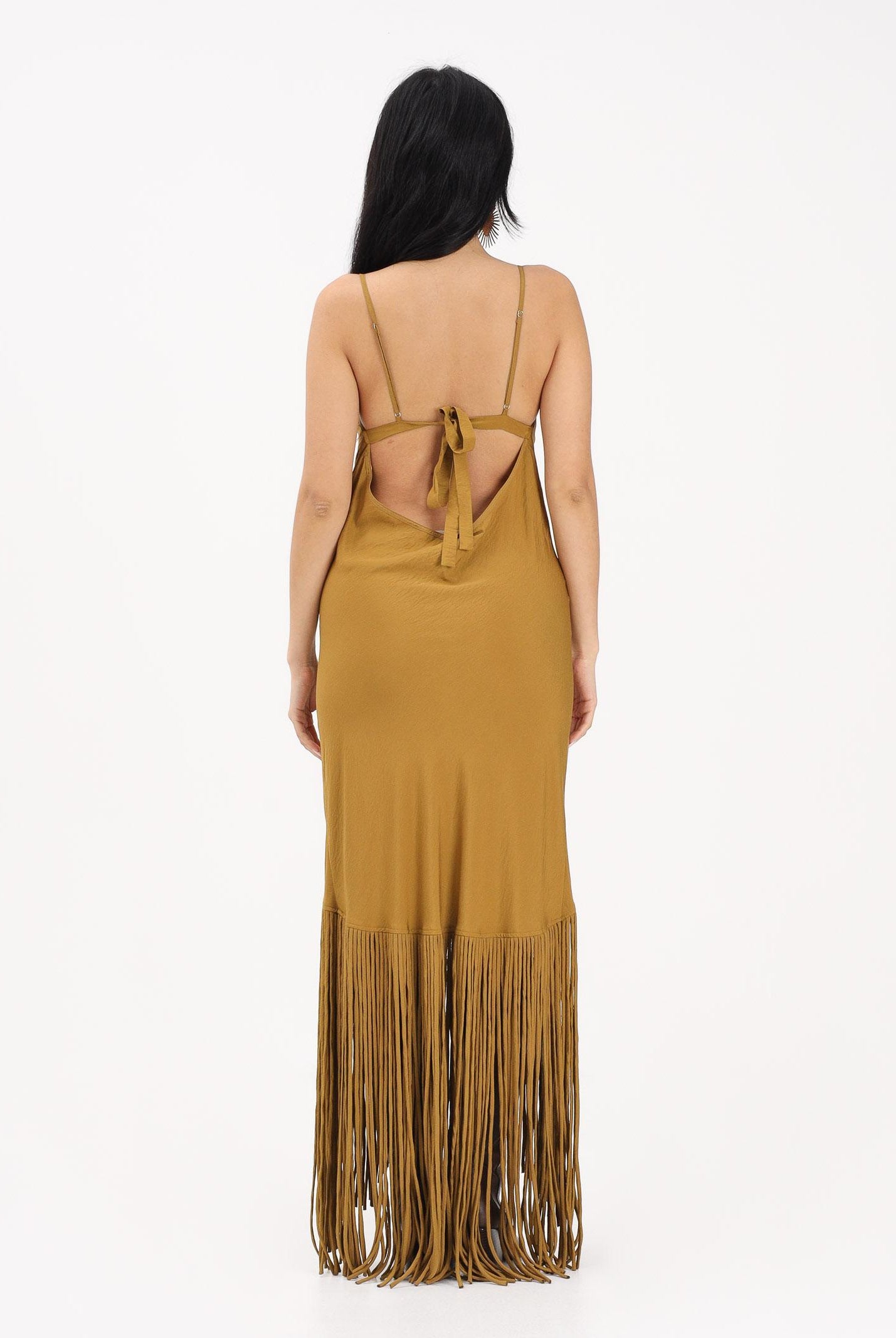PINKO Abito lungo kiwi da donna con frange 106825A3AY L25 PINKO