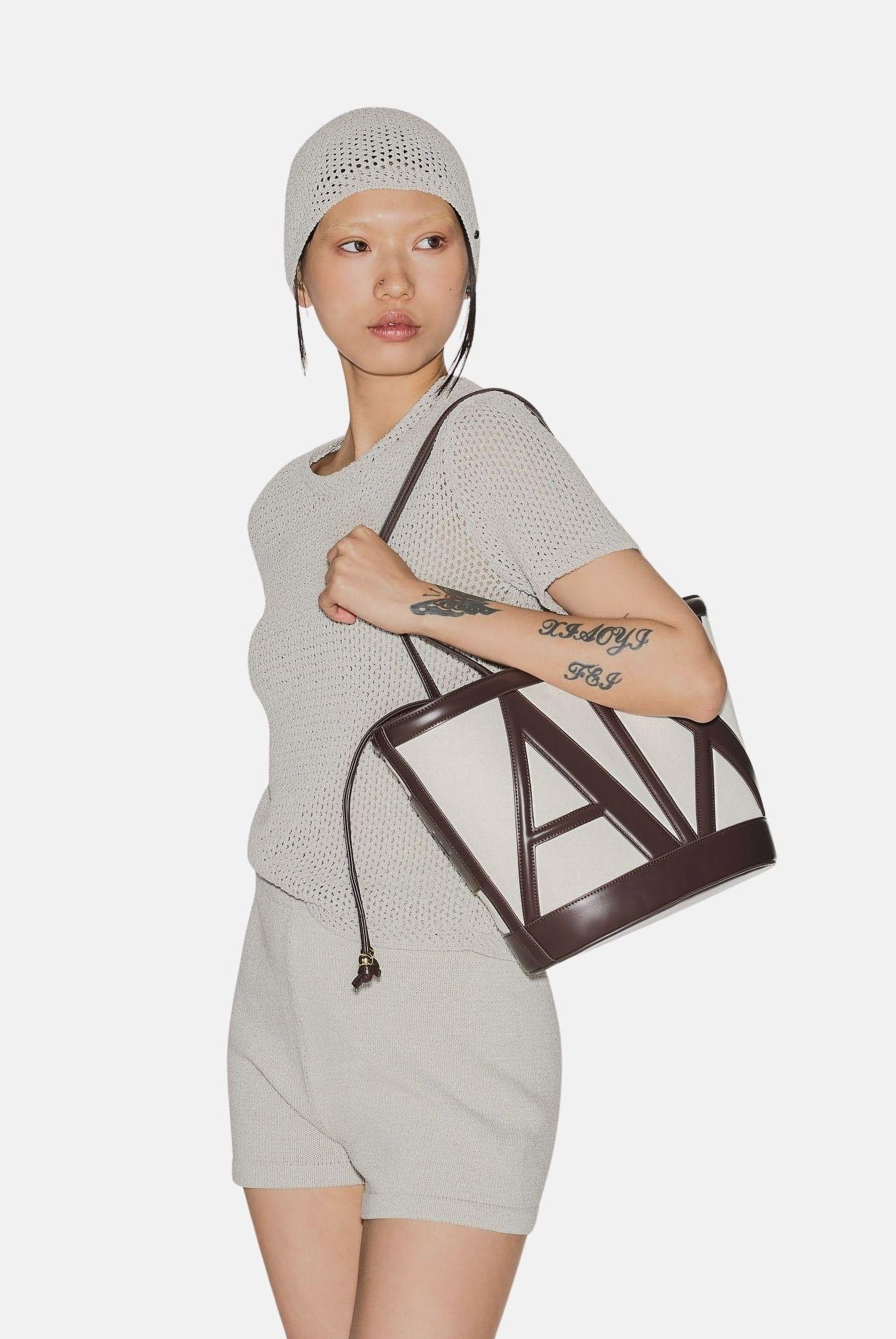 ARMANI EXCHANGE Shopper beige e marrone da donna con logo XW002607AF22635 M6262 ARMANI EXCHANGE