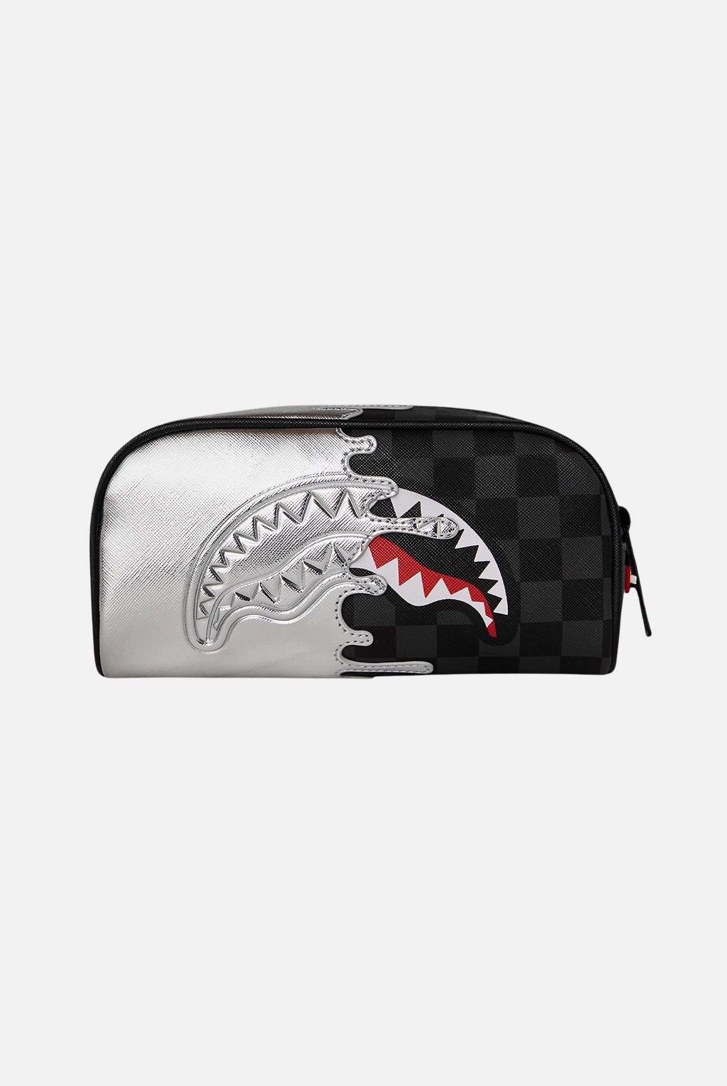 SPRAYGROUND Astuccio Silver Side Drip Black Check nero e argento per uomo e donna 910B8927NSZ . SPRAYGROUND