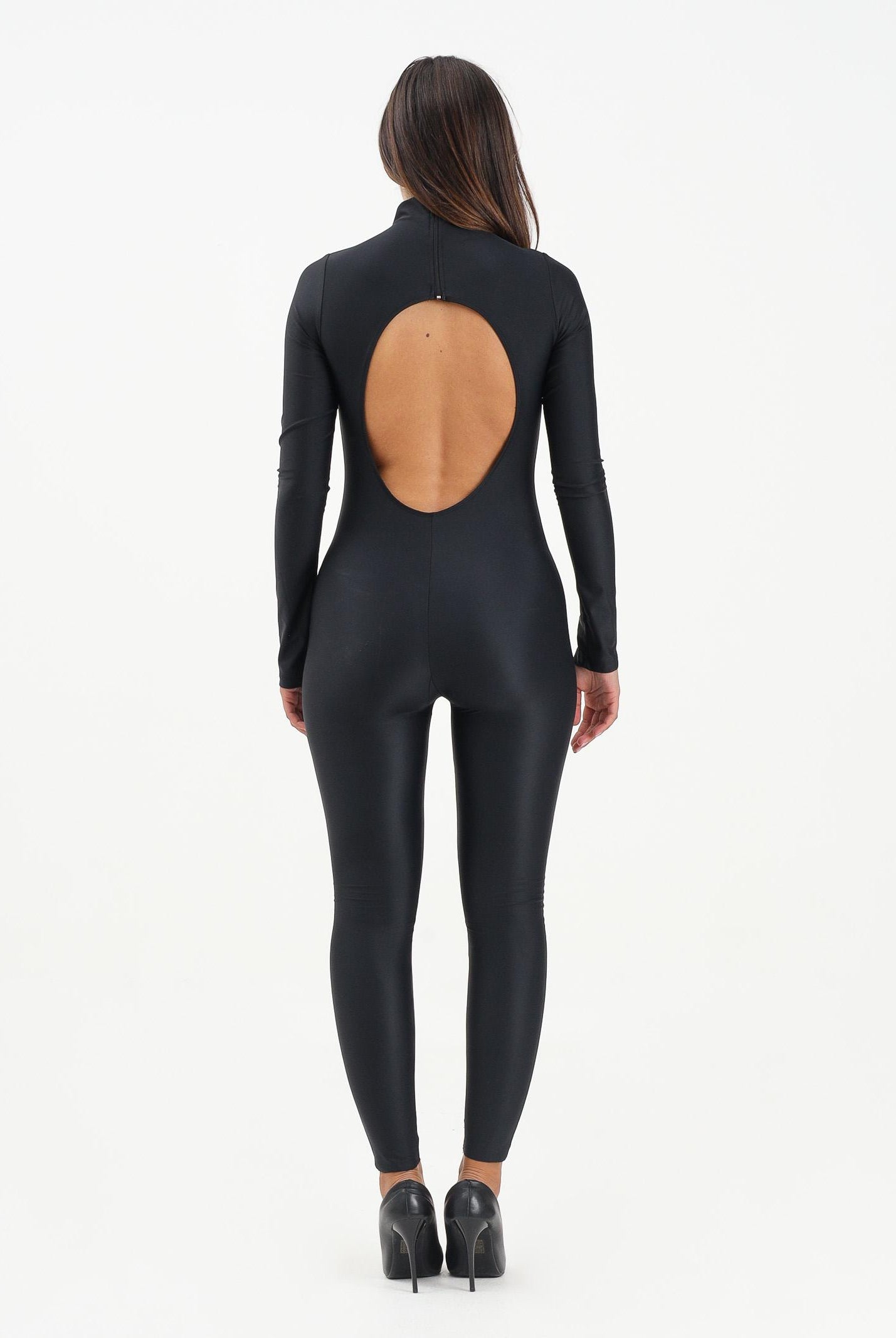 MARCELO BURLON COUNTY OF MILAN Tuta aderente nera da donna con scollo sul retro 25ICM30009 NE MARCELO BURLON COUNTY OF MILAN