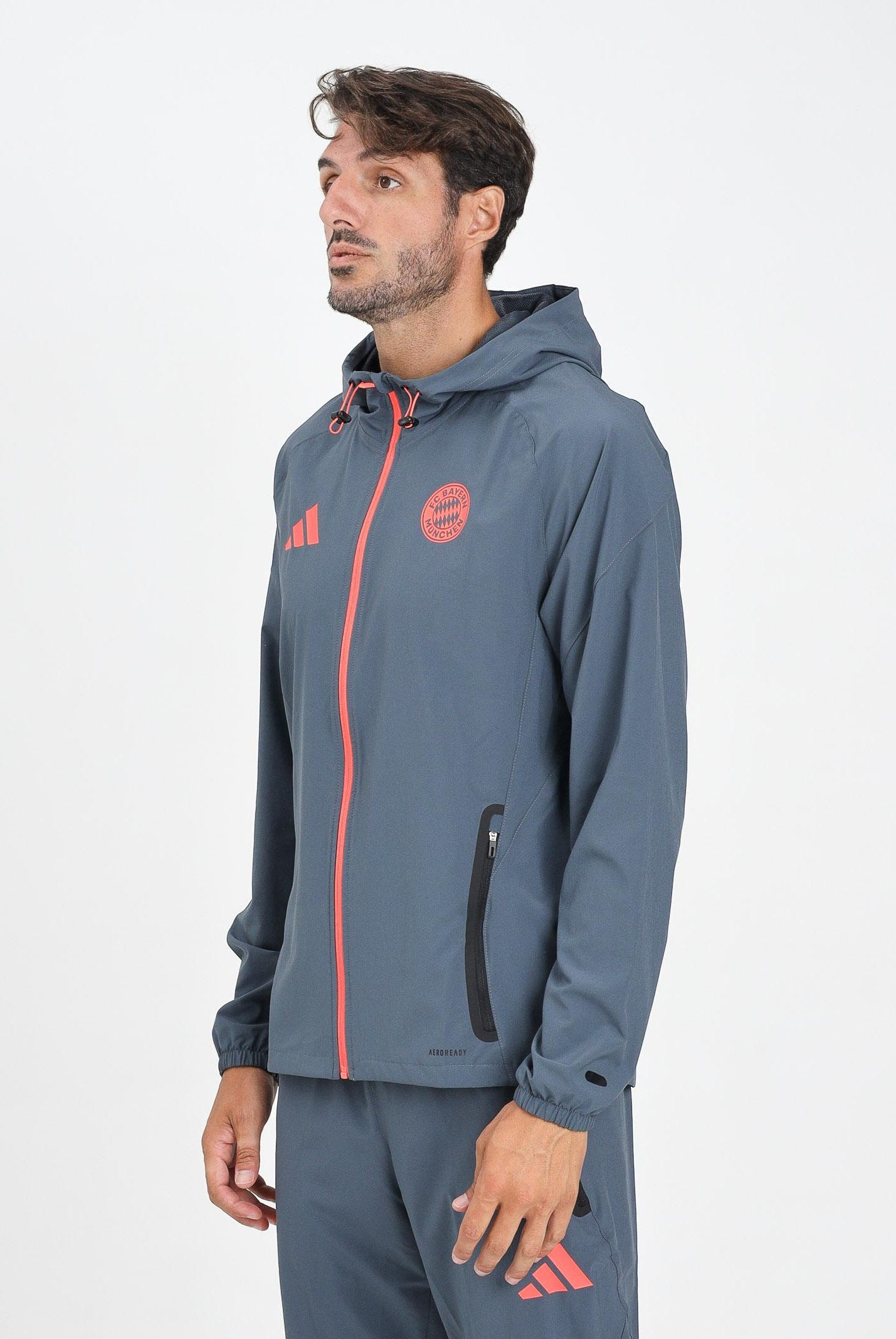 ADIDAS ORIGINALS Felpa con zip FC Bayern Tiro 25 Competition Vis grigia da uomo JV5343 . ADIDAS ORIGINALS