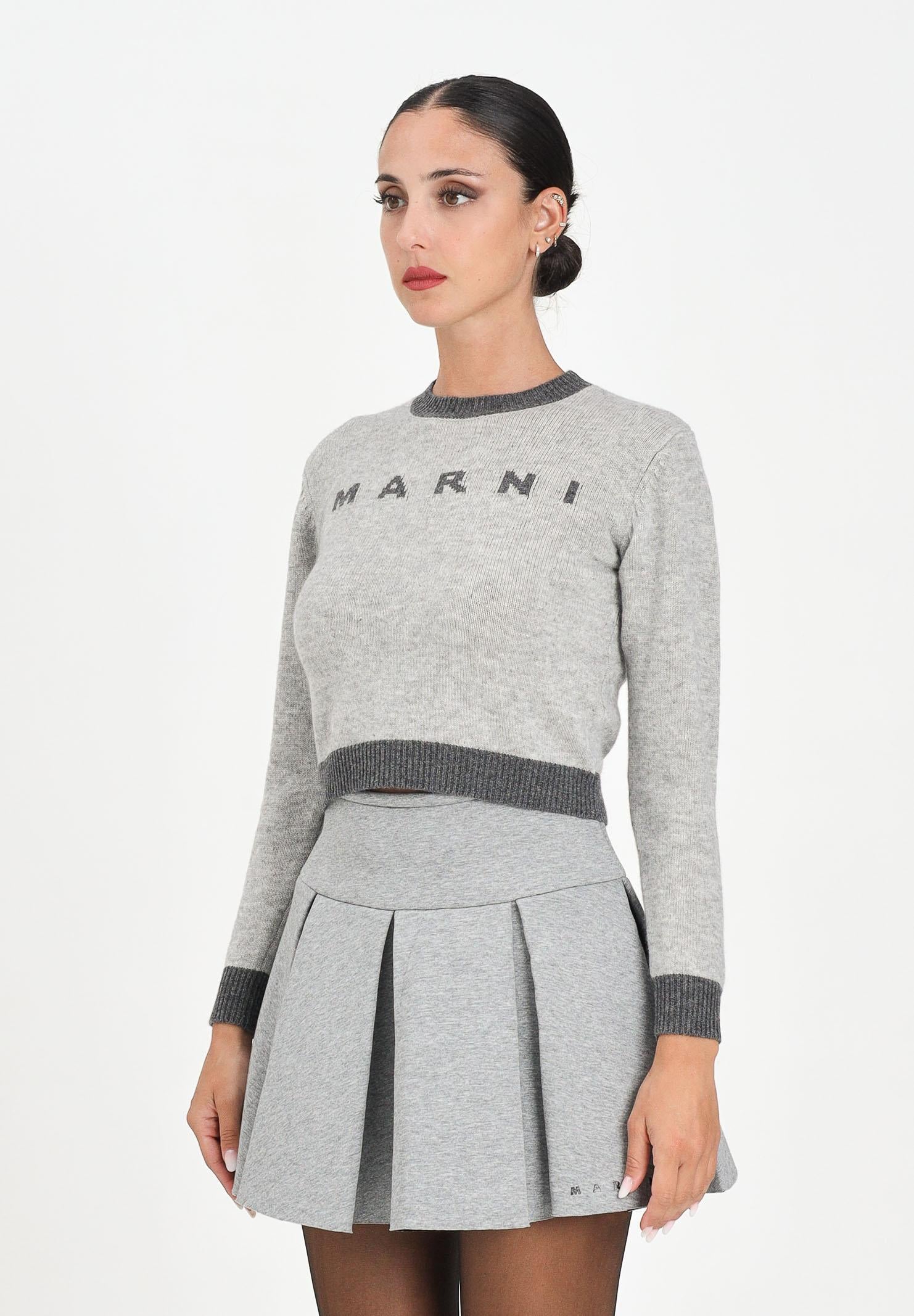 MARNI Maglioncino girocollo grigio per donna e bambina con logo M00993M00ML 0M923 MARNI