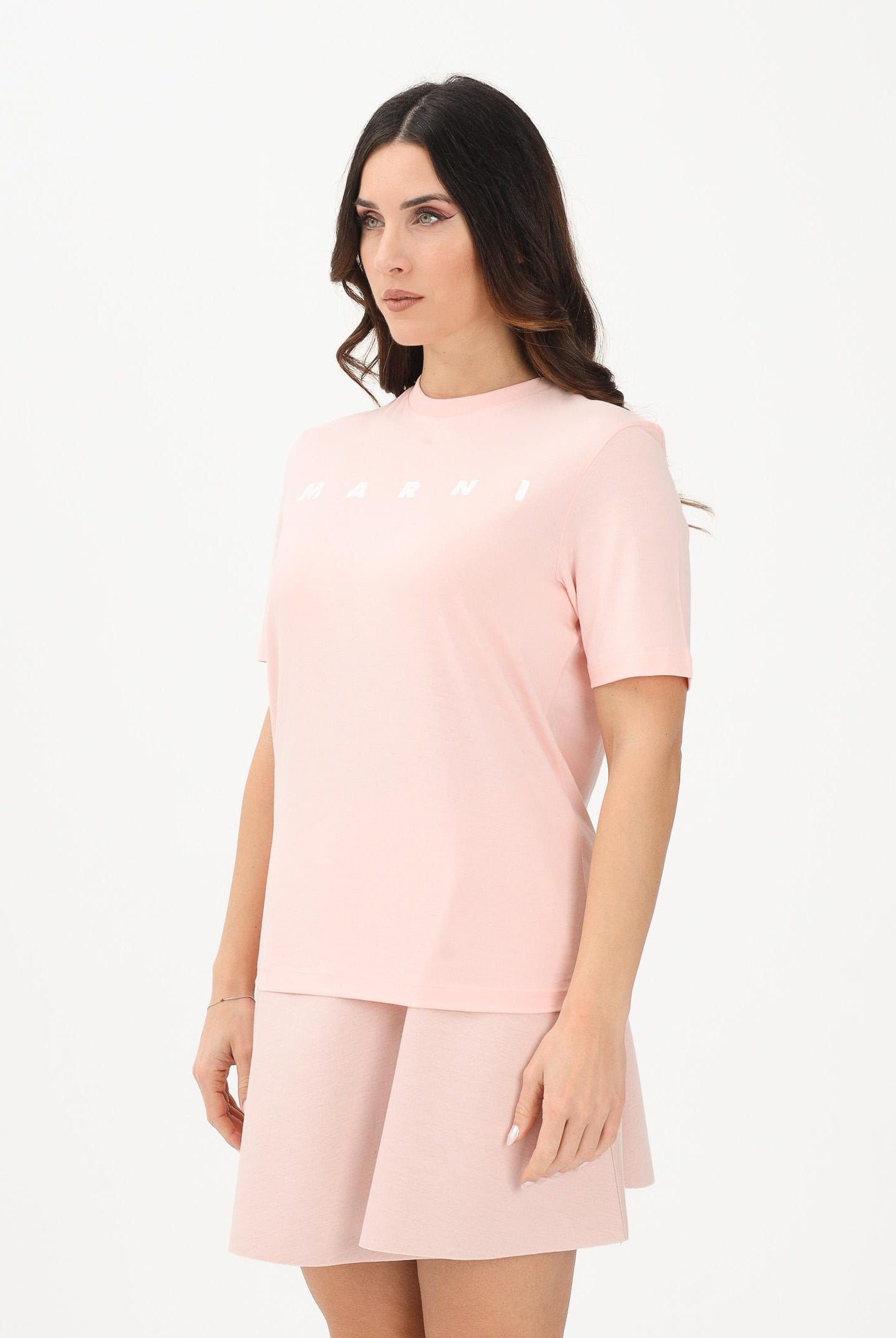 MARNI T-shirt a manica corta rosa per donna, ragazze e bambine con logo M01601M00RF 0M351 MARNI