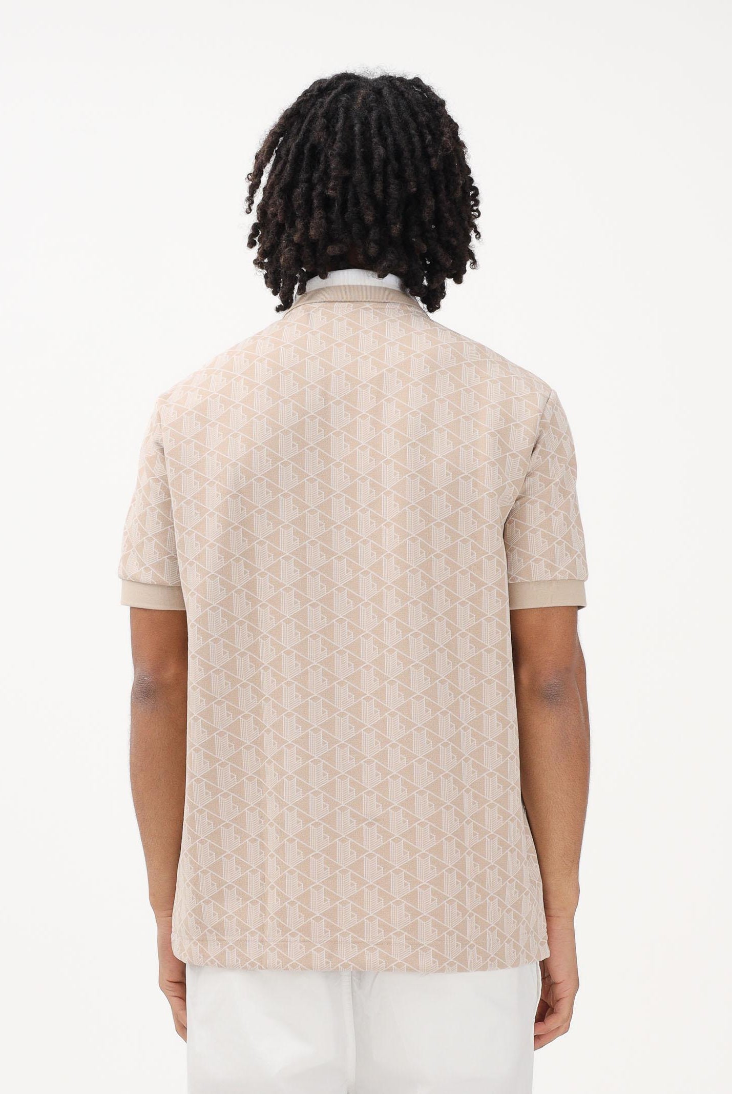 LACOSTE Polo a manica corta beige da uomo con motivo monogram DH1417 8GI LACOSTE