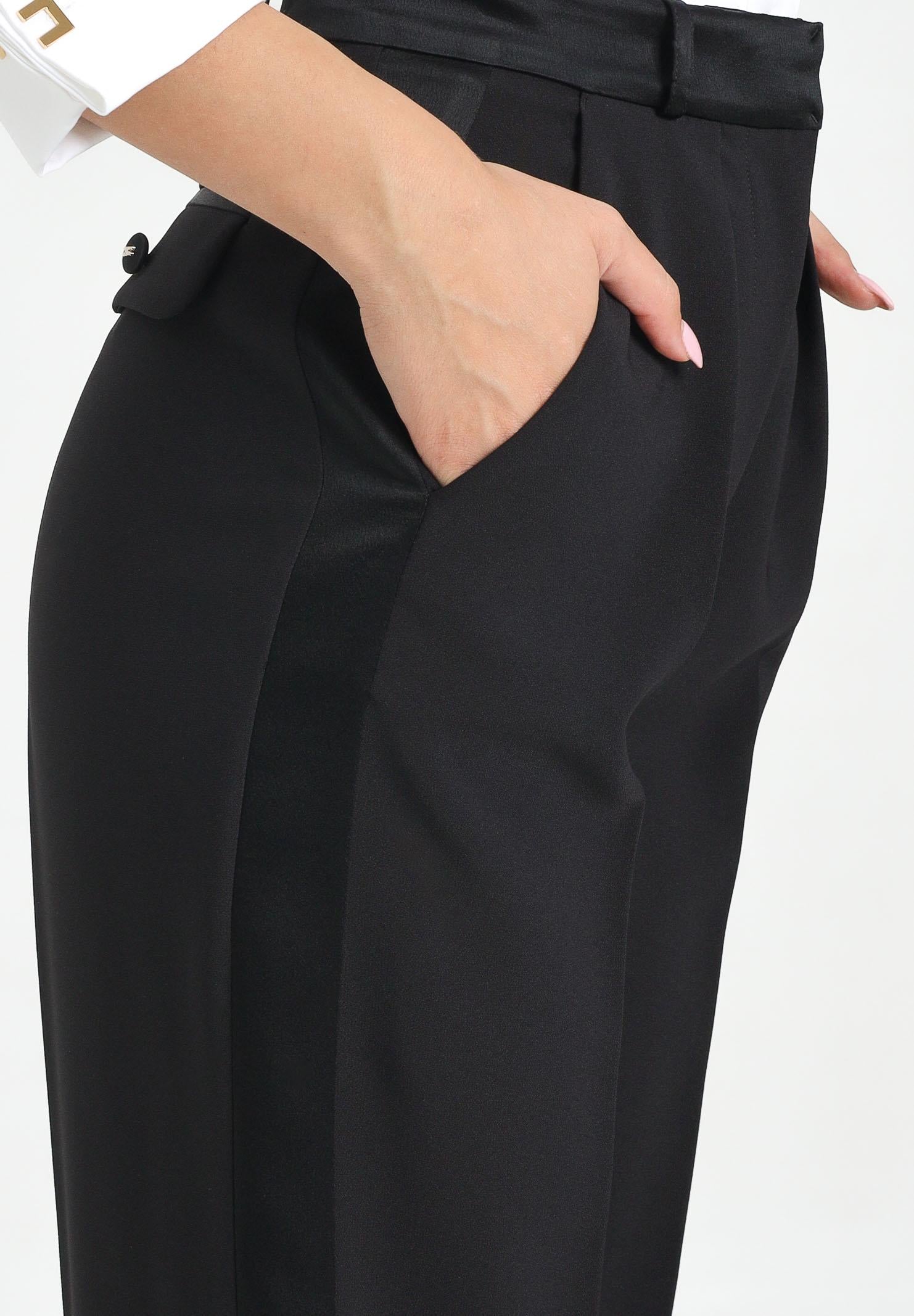ELISABETTA FRANCHI Pantalone elegante nero da donna con dettagli smoking PA12656E2 110 ELISABETTA FRANCHI