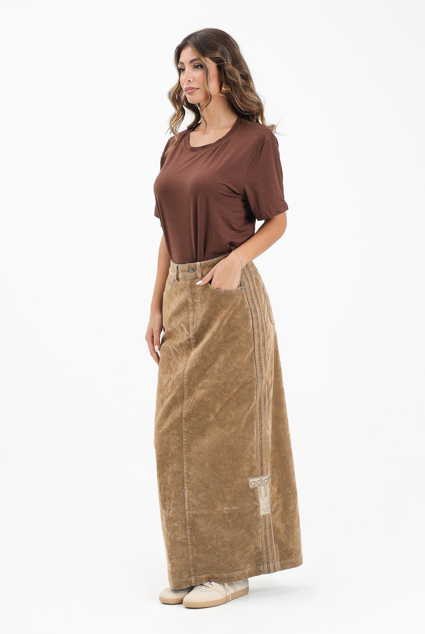 ADIDAS ORIGINALS Gonna lunga Adibreak in twill spazzolato beige da donna JY2397 ADIDAS ORIGINALS