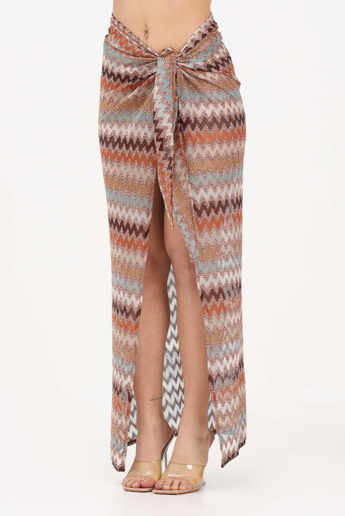 ME FUI Pareo lungo multicolore da donna con fantasia zig-zag MF26-SW0407MC . ME FUI